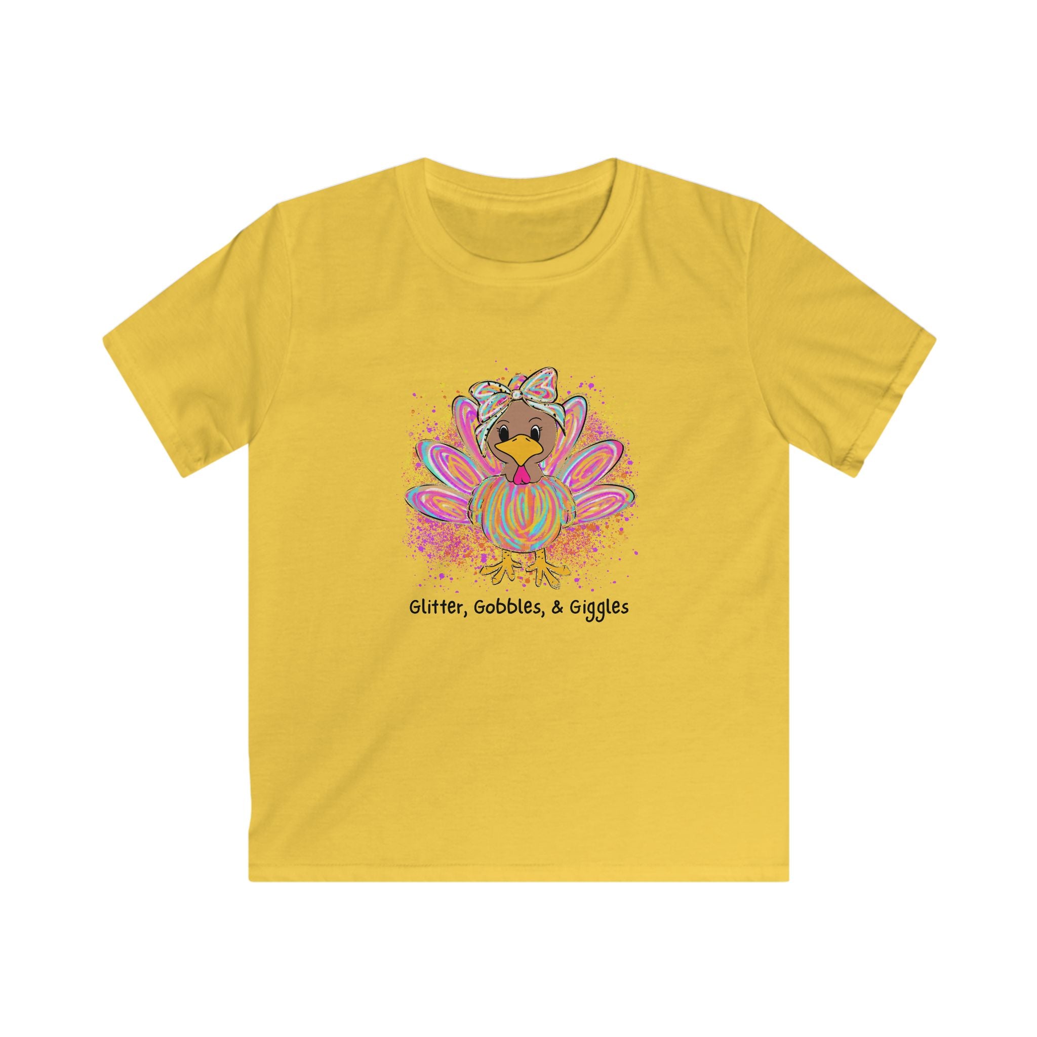 Kids Thanksgiving T-Shirt | Glitter Gobbles & Giggles Tee | Cute Fall Kids Clothing for Family Gatherings