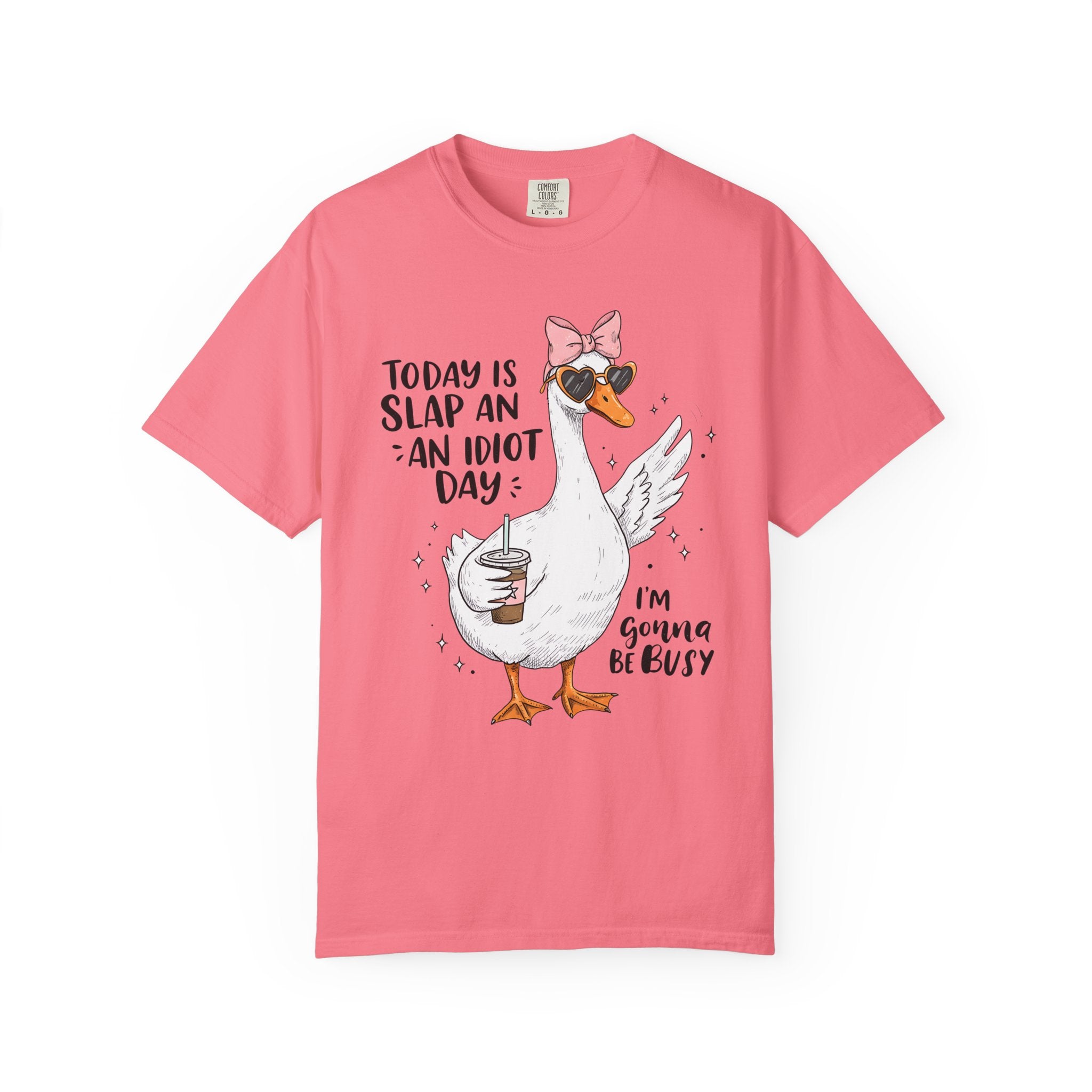 Cool Duck Shirt – Funny Iced Coffee Duck Tee with Bow and Shades, Cute Animal T-Shirt for Coffee Lovers, Quirky Summer Shirt