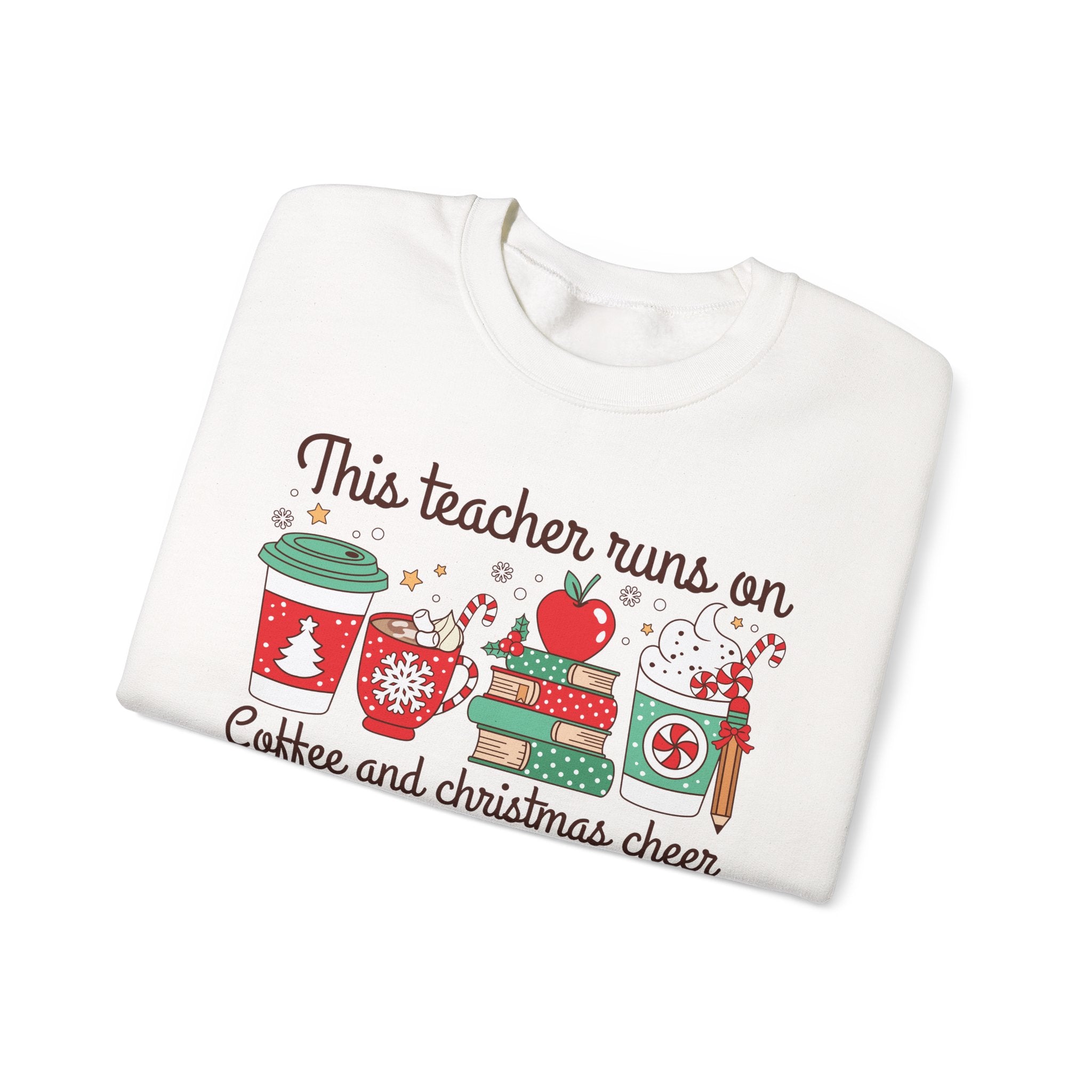 This Teacher Runs on Coffee and Christmas Cheer – Holiday Teacher Shirt or Mug