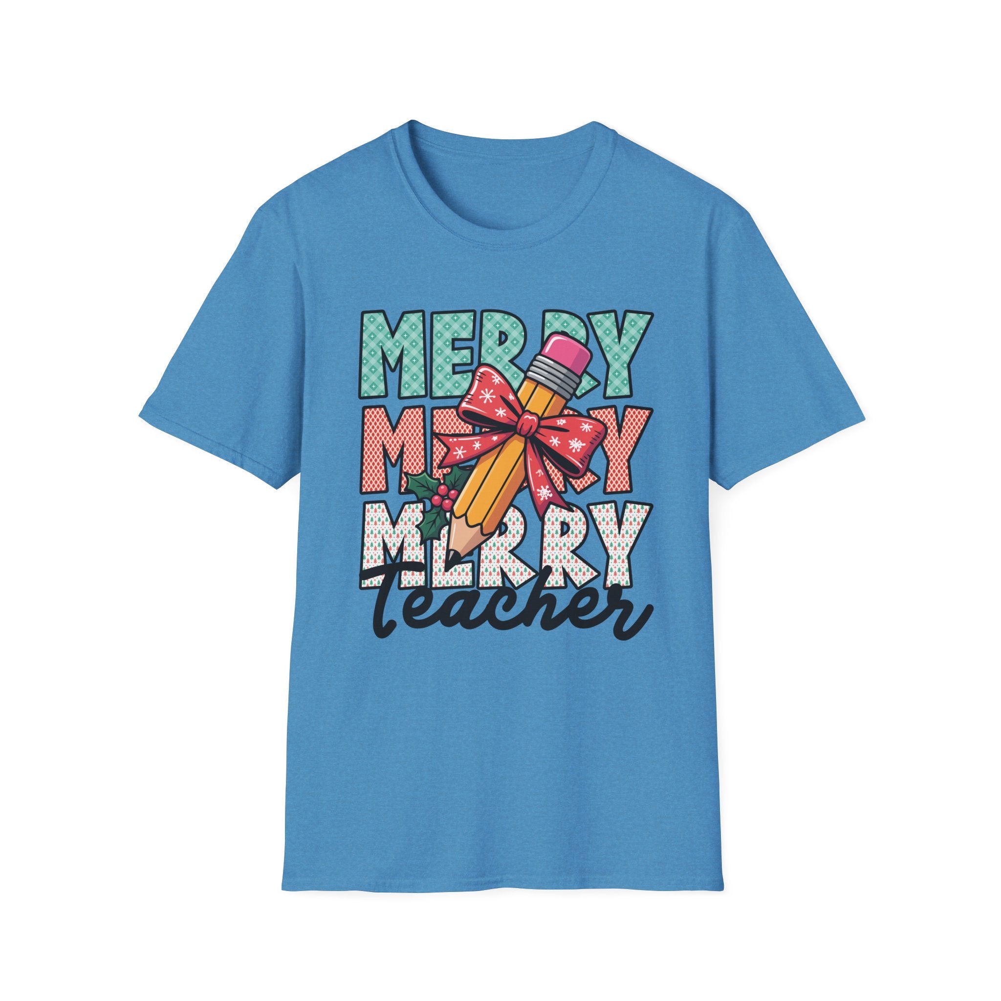 Merry Merry Merry Teacher Christmas Shirt – Cute Holiday Graphic Tee for Educators