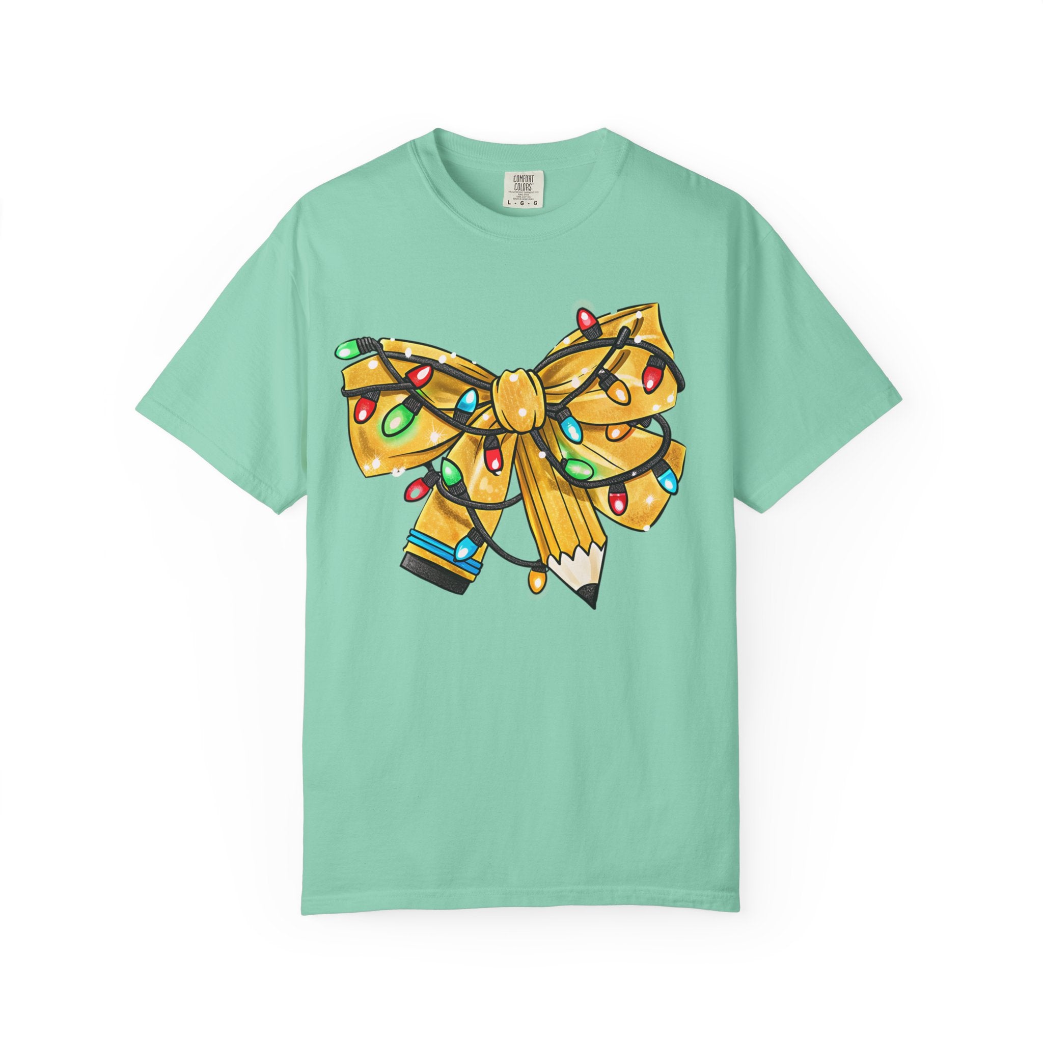 Teacher Christmas Bow T-Shirt – Cute Holiday Coquette Style