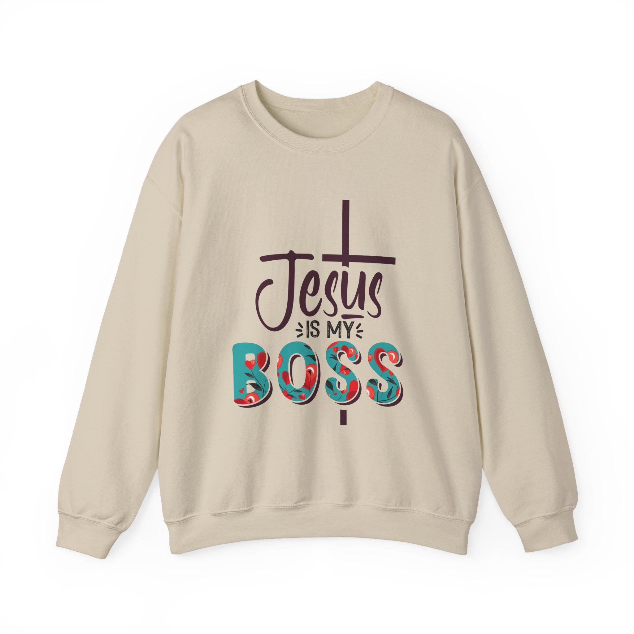Jesus Is My Boss Sweatshirt Christian Floral Faith Crewneck for Women