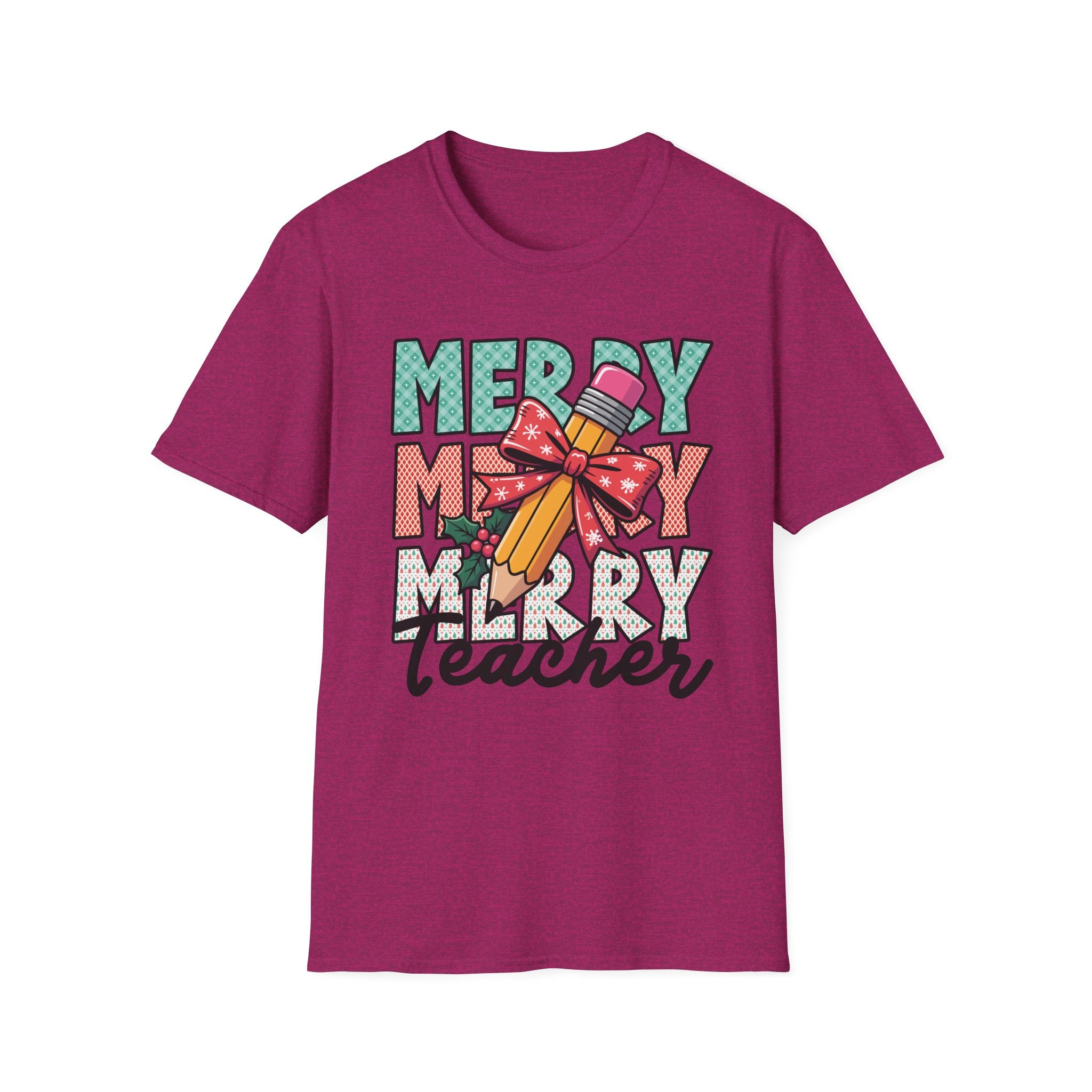 Merry Merry Merry Teacher Christmas Shirt – Cute Holiday Graphic Tee for Educators