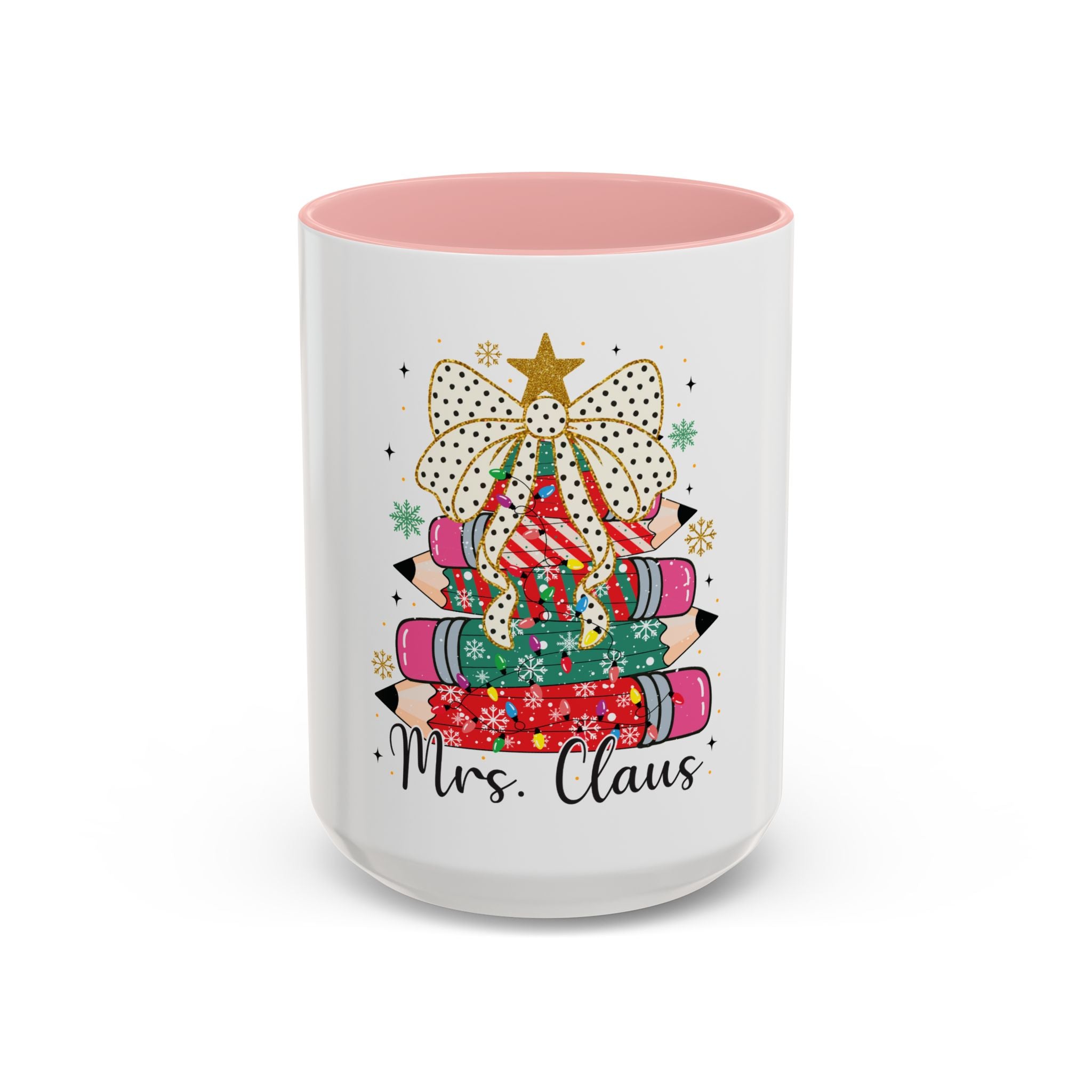 Mrs. Claus Christmas Mug – Teacher Pencil Tree Holiday Cup