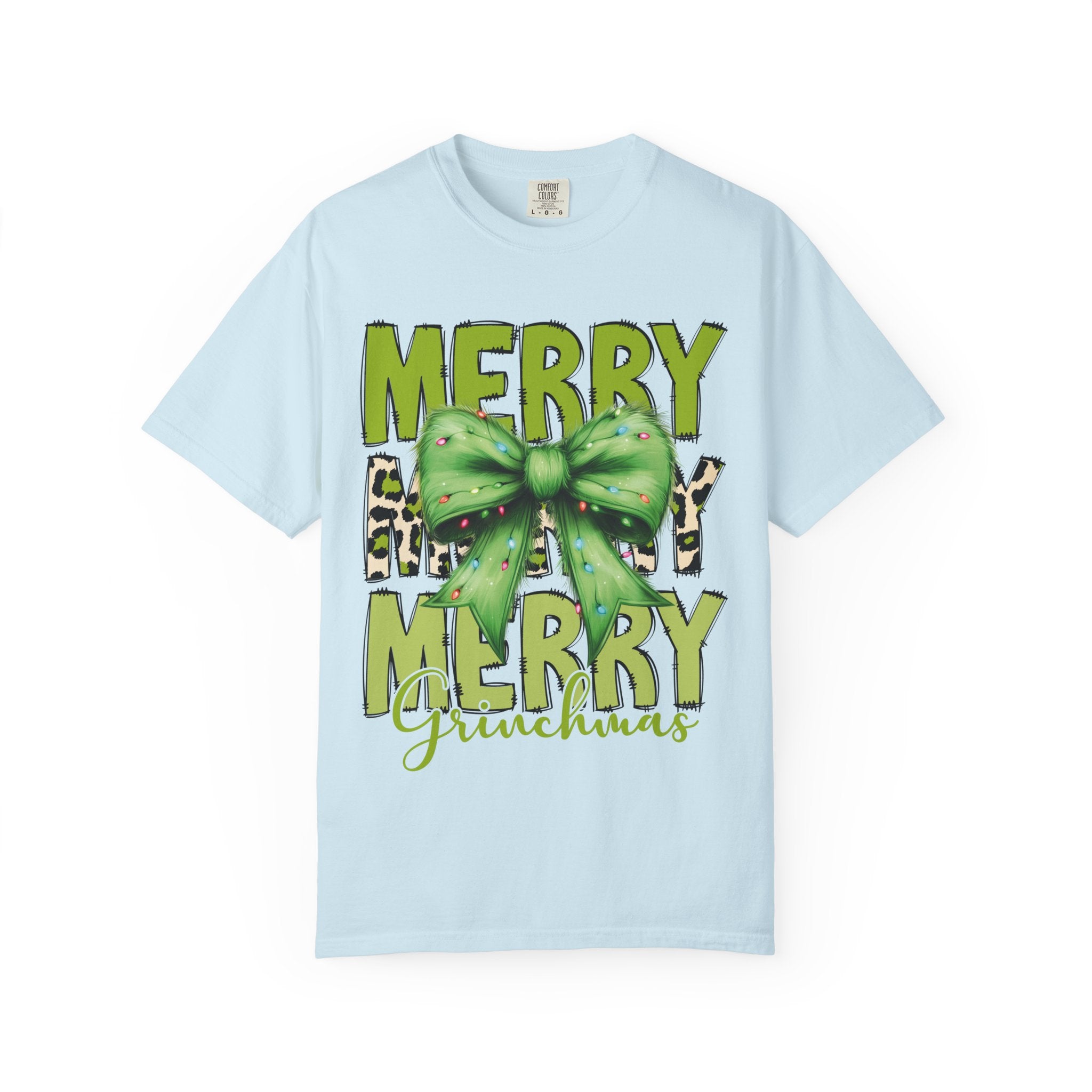 Merry Merry Grinchmas Shirt – Funny Christmas Tee with Leopard Bow