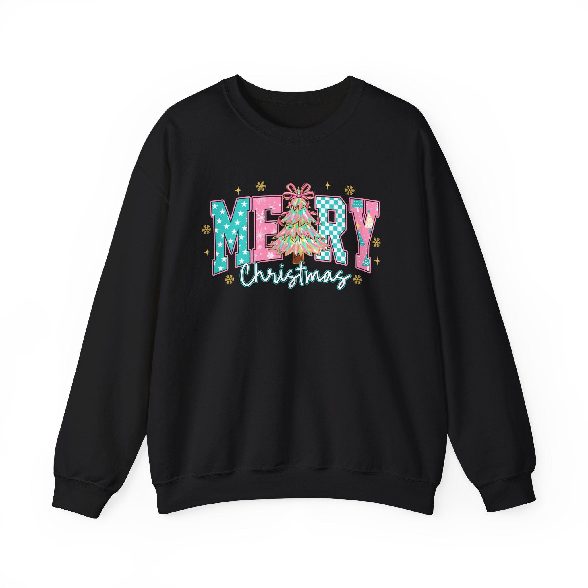 Merry Christmas Sweatshirt | Preppy Pink Christmas Sweater | Cozy Holiday Crewneck for Women