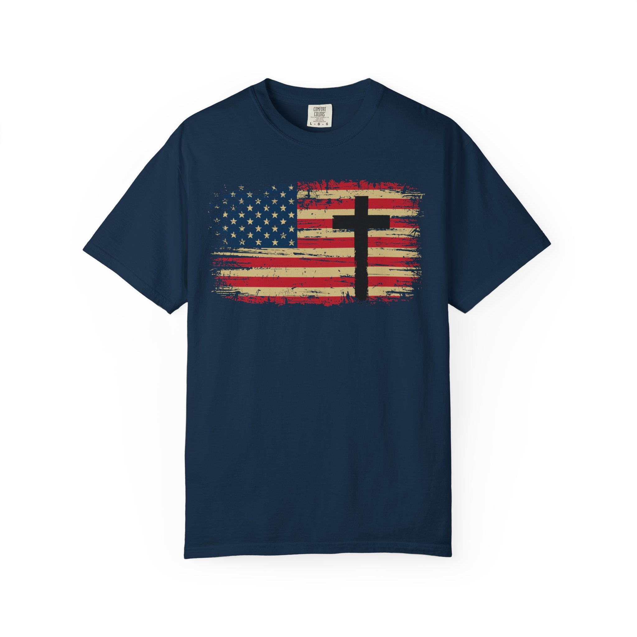American Flag Cross Christian T-Shirt – Faith & Freedom Patriotic Tee