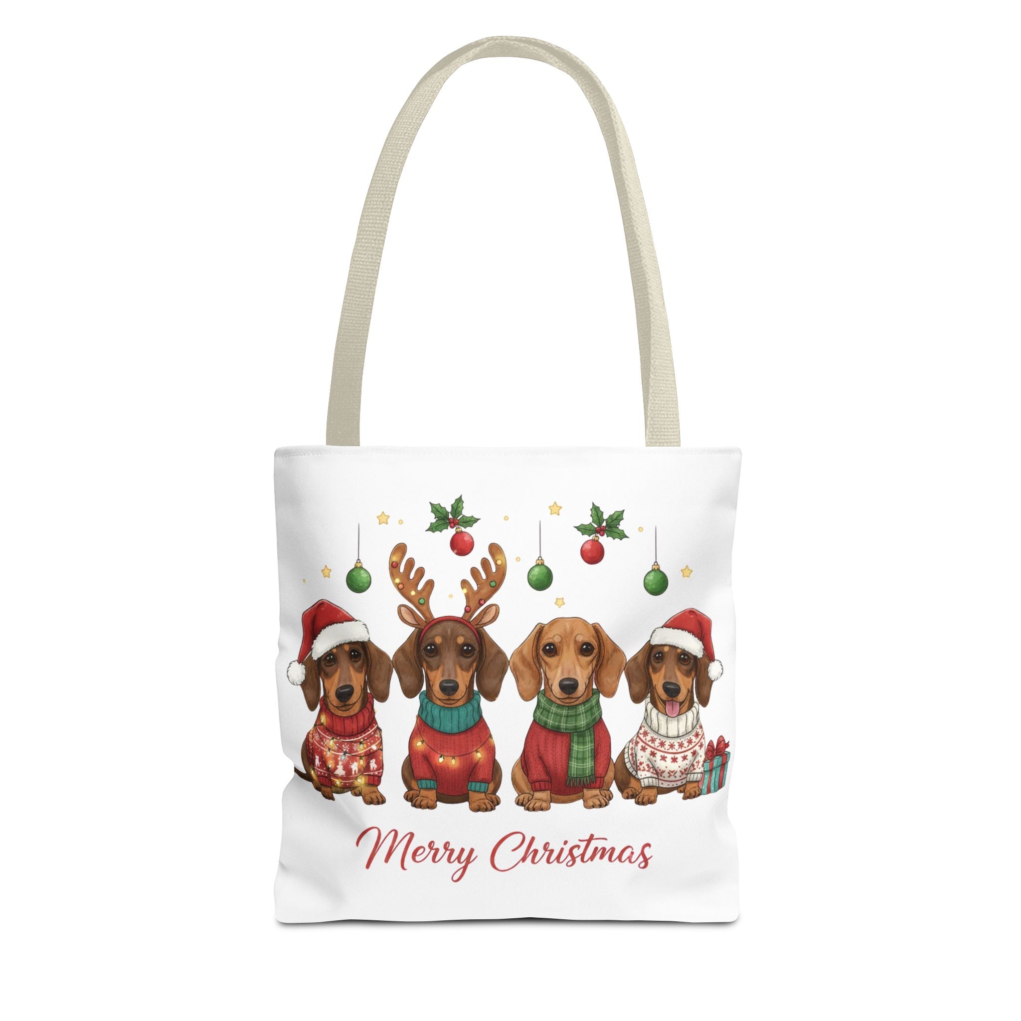 Dachshund Christmas Tote – Canvas Bag with Cute Holiday Dog Design