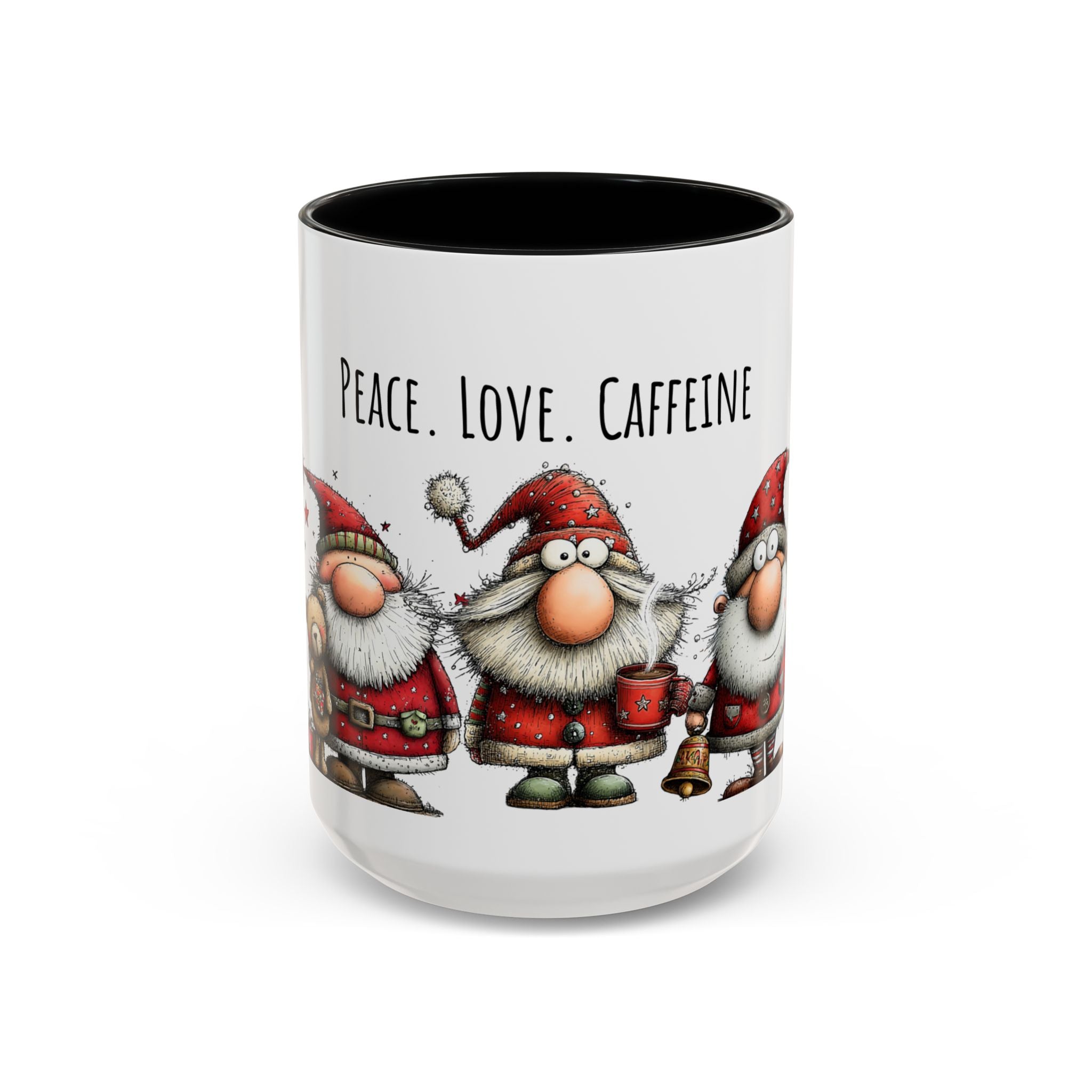 Peace Love Caffeine Santa Mug – Cozy Christmas Coffee Cup