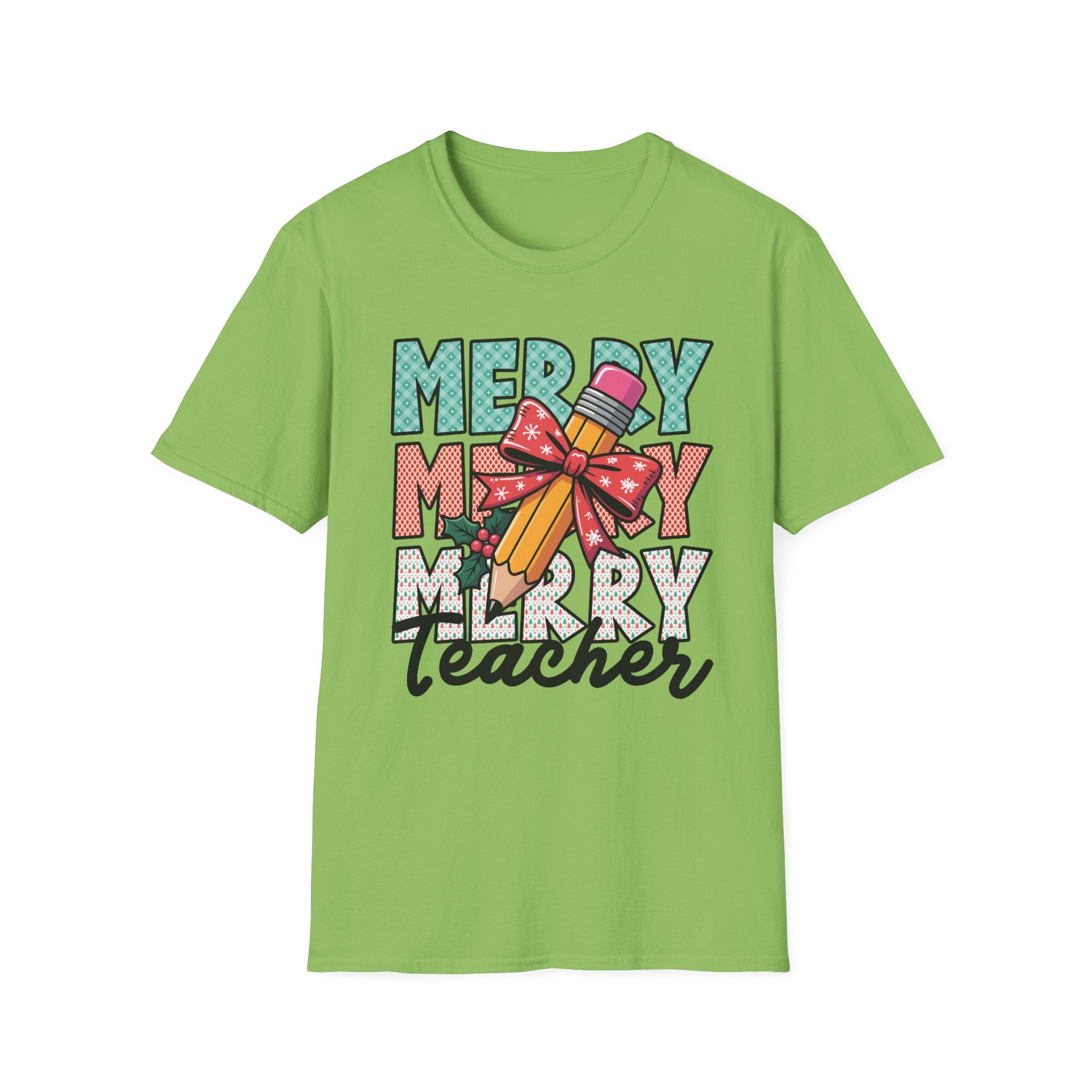 Merry Merry Merry Teacher Christmas Shirt – Cute Holiday Graphic Tee for Educators