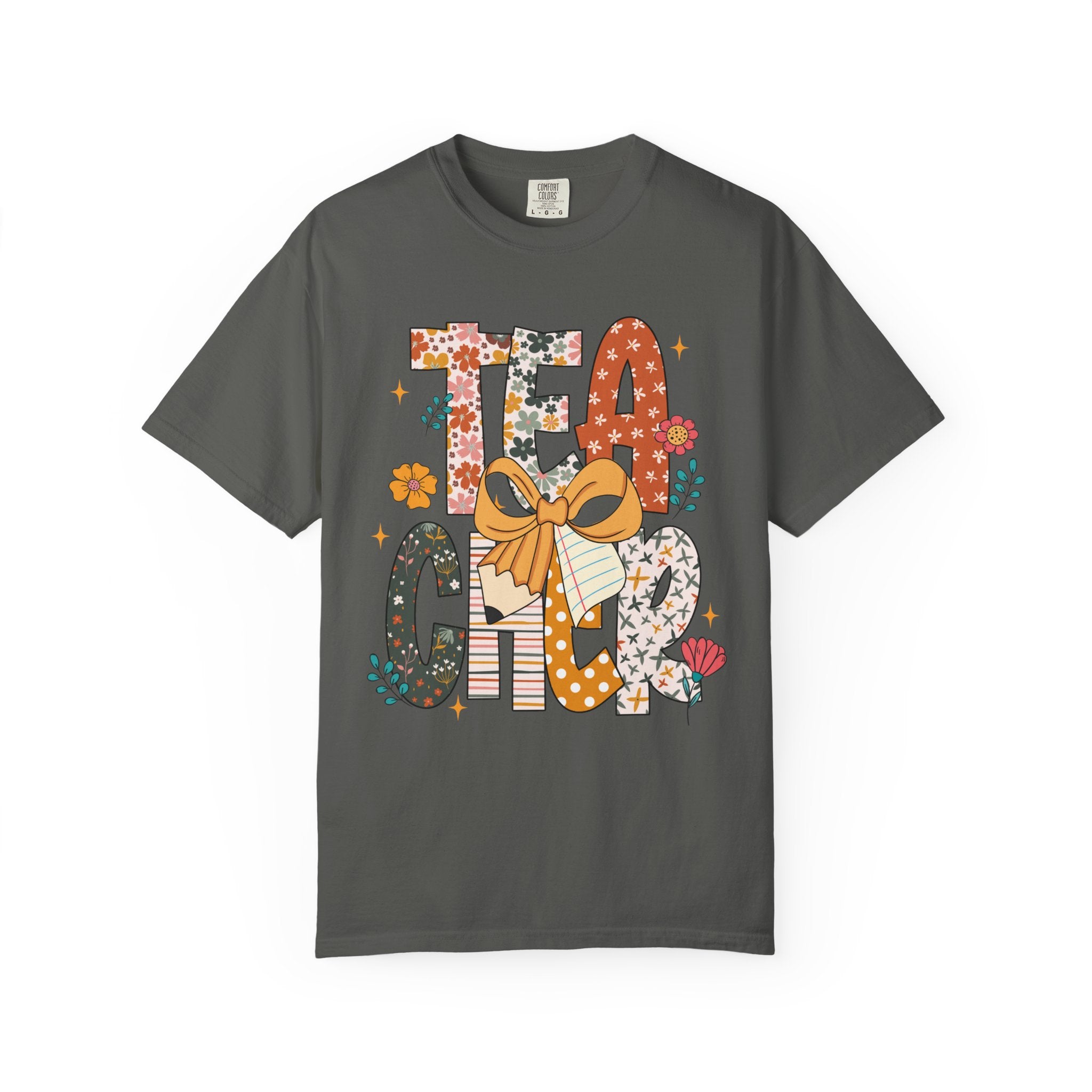 Floral Teacher T-Shirt – Cute Wildflower Graphic Tee with Bow for Women & Educators