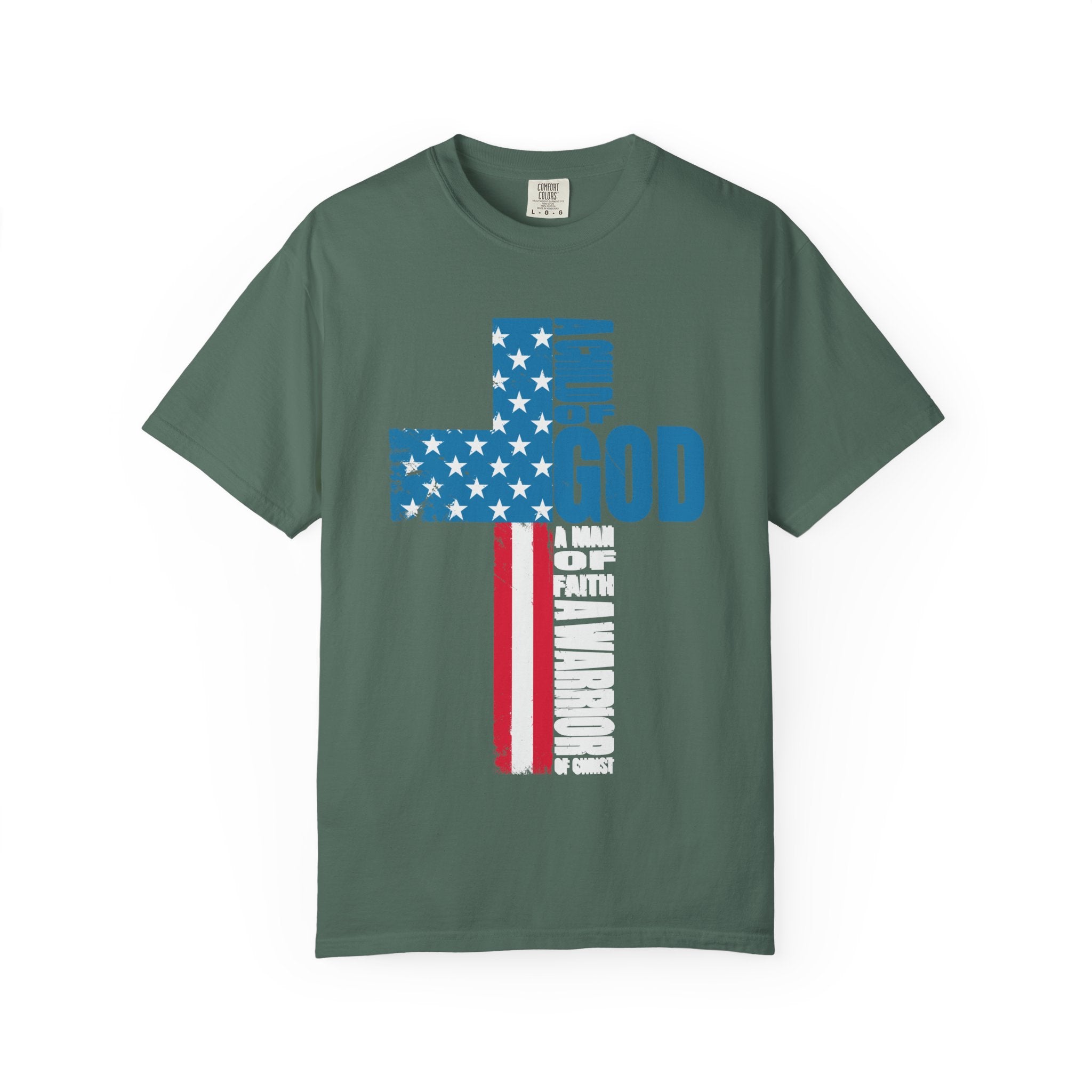 Faith Cross Patriotic T-Shirt | Warrior of Christ Christian Tee for Men & Women