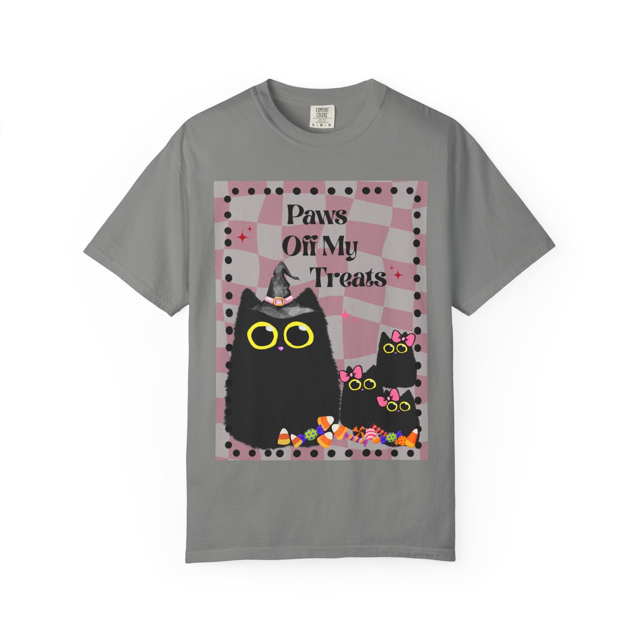 Paws Off My Treats Black Cat Halloween Shirt Comfort Colors Tee