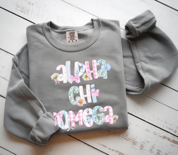 Alpha Chi Omega Sweatshirt Cute Preppy Floral Sorority Crewneck AXO Bid Day Gift