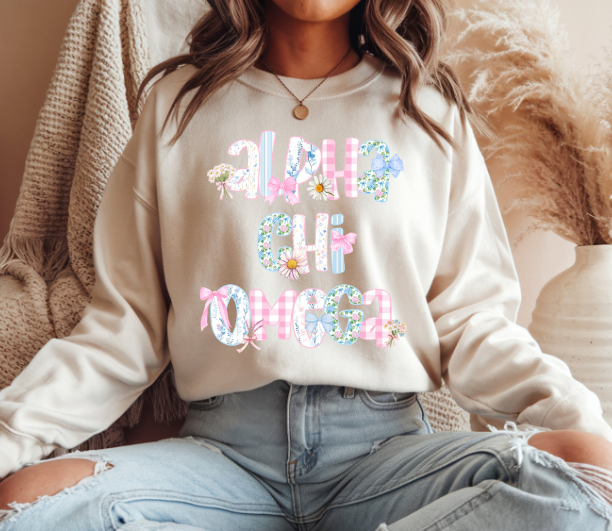 Alpha Chi Omega Sweatshirt Cute Preppy Floral Sorority Crewneck AXO Bid Day Gift