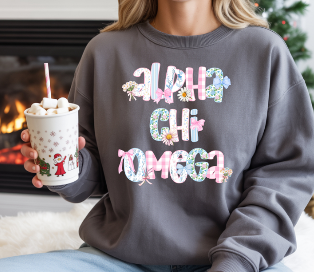 Alpha Chi Omega Sweatshirt Cute Preppy Floral Sorority Crewneck AXO Bid Day Gift