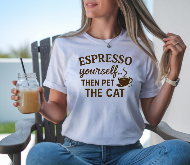 Espresso Yourself Comfort Colors® T-Shirt – Funny Coffee & Cat Lover Tee