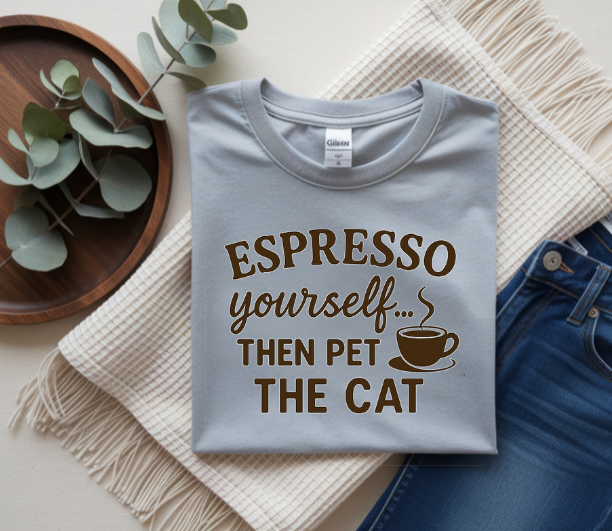 Espresso Yourself Comfort Colors® T-Shirt – Funny Coffee & Cat Lover Tee