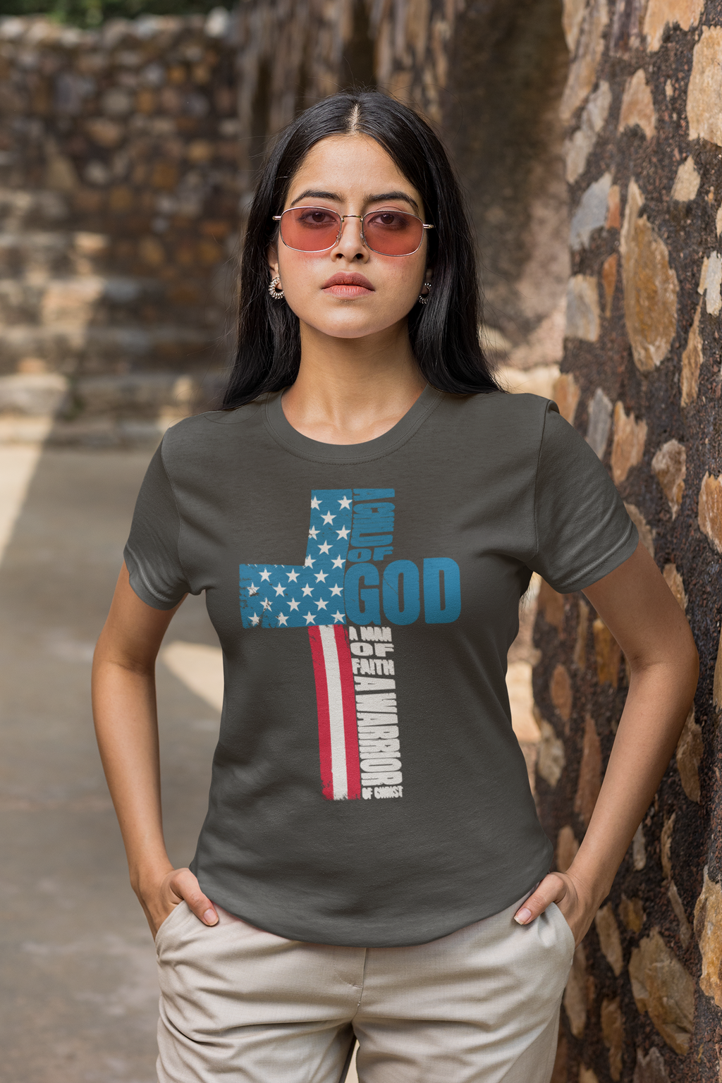 Faith Cross Patriotic T-Shirt | Warrior of Christ Christian Tee for Men & Women