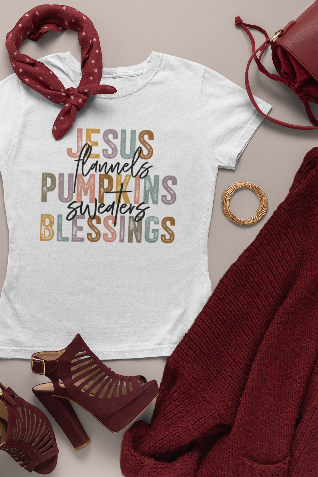 Jesus Flannels Pumpkins Blessings T-Shirt – Christian Fall Faith Tee