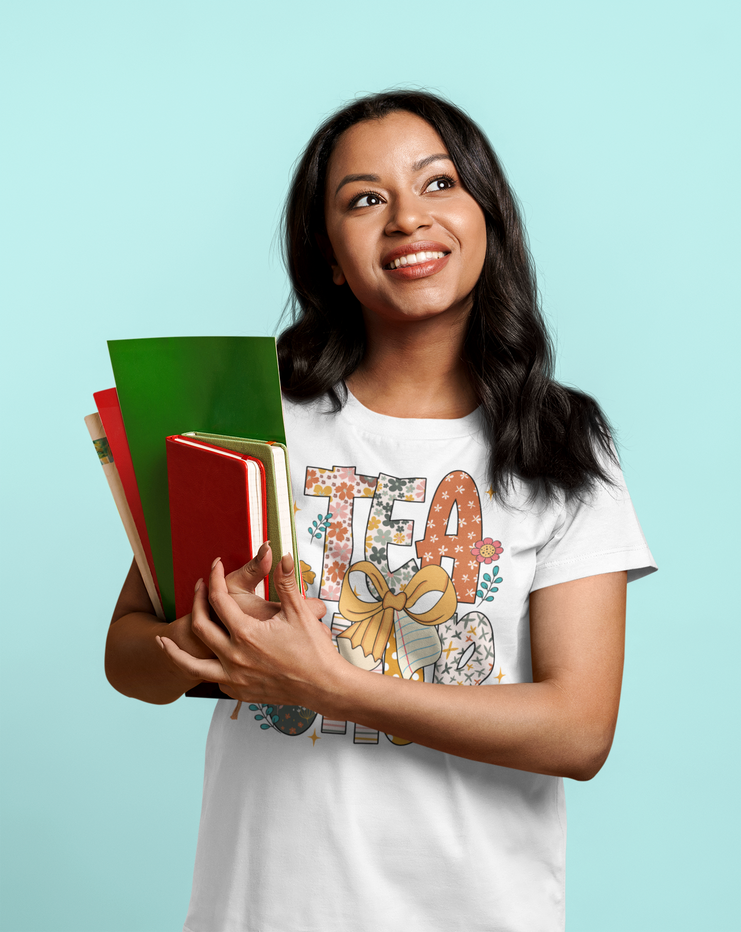 Floral Teacher T-Shirt – Cute Wildflower Graphic Tee with Bow for Women & Educators