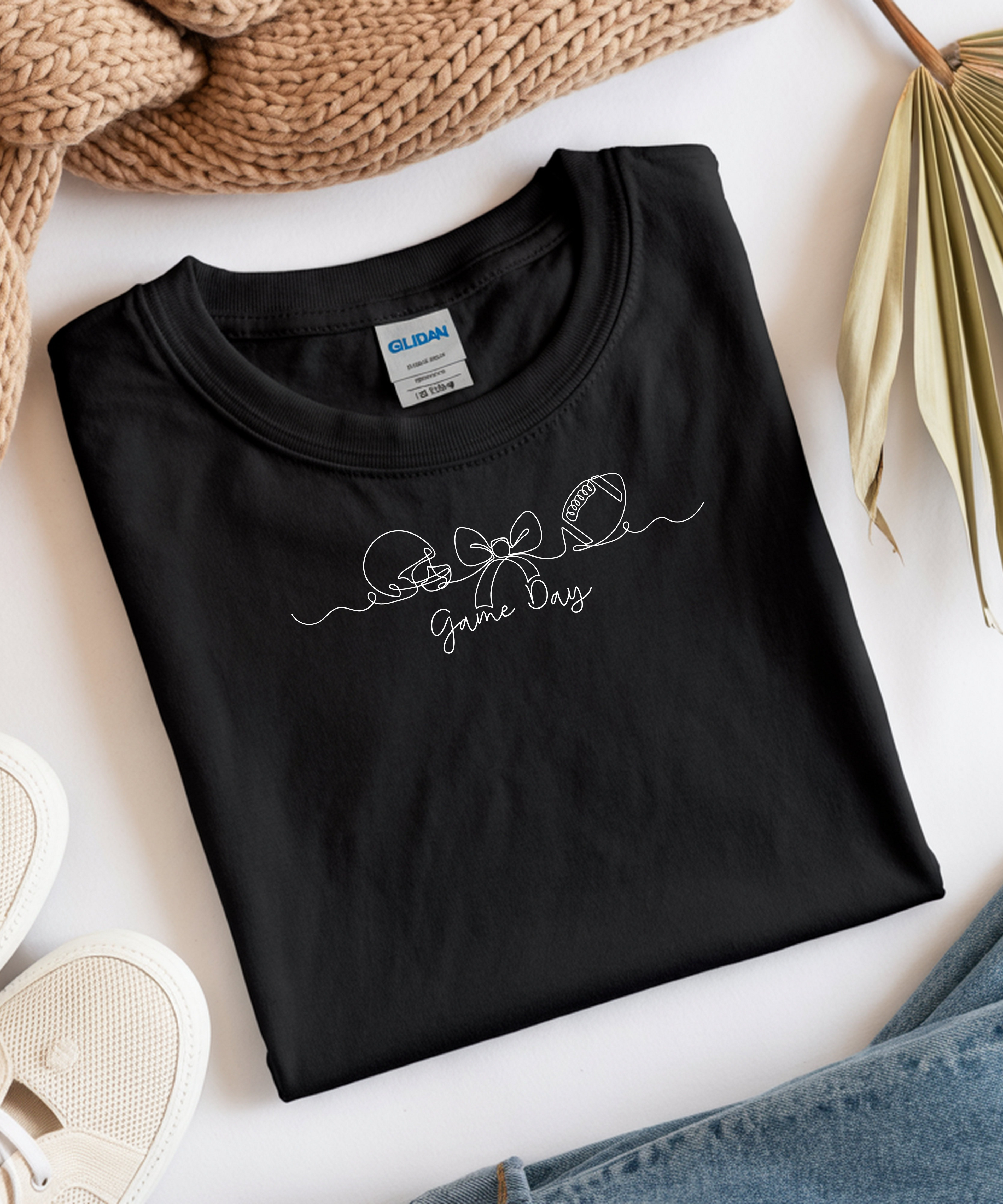 Game Day Football T-Shirt – Cute Bow & Helmet Graphic Tee for Sports Moms & Fans