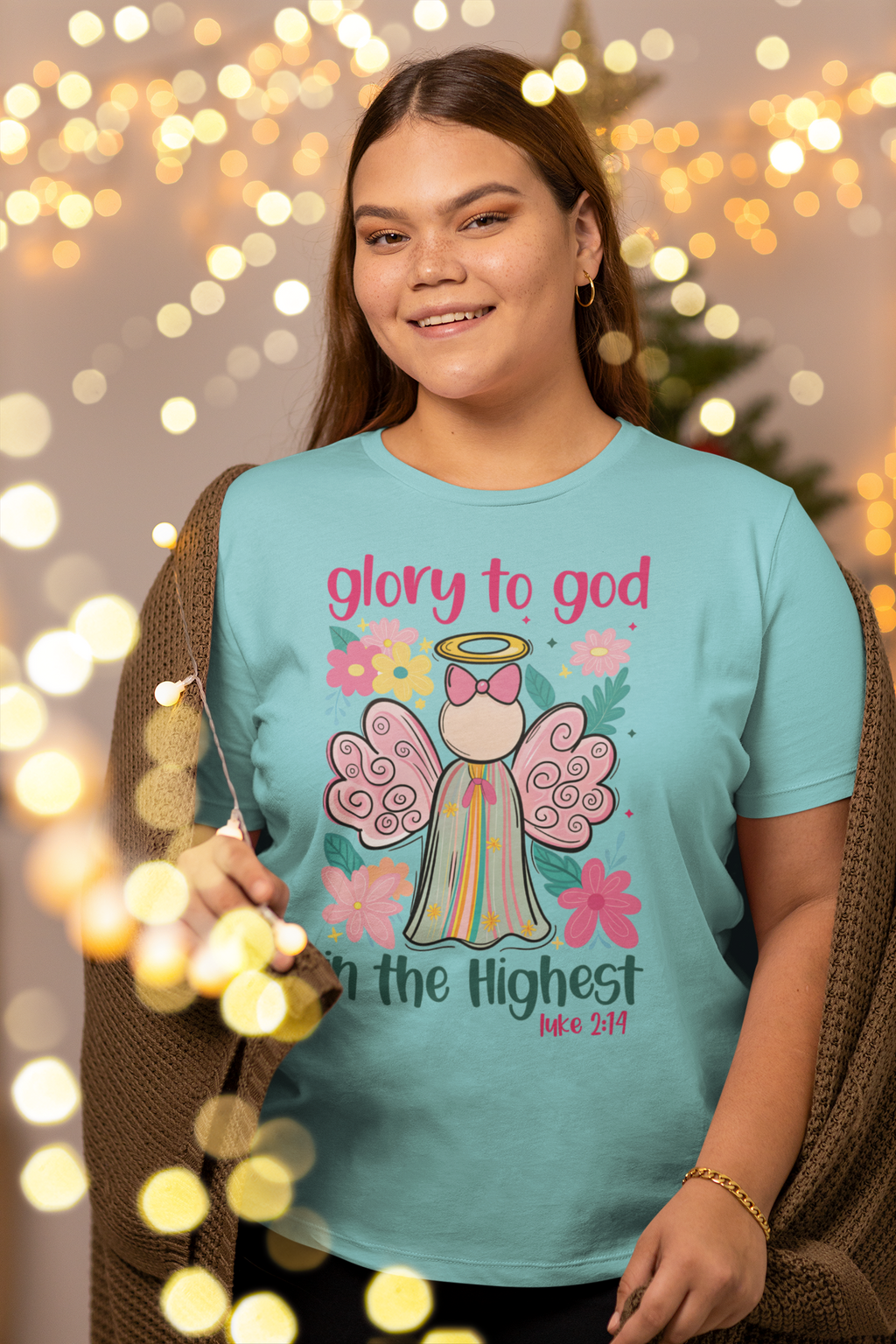 Glory to God in the Highest Christmas T-Shirt – Christian Angel Tee