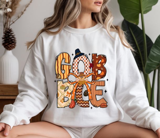 Thanksgiving Gobble Sweatshirt, Cozy Unisex Fall Sweater, Holiday Gift, Seasonal Apparel, Autumn Fashion, Family Gathering Wear