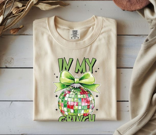 In My Grinch Era Shirt – Funny Christmas Tee with Disco Ornament