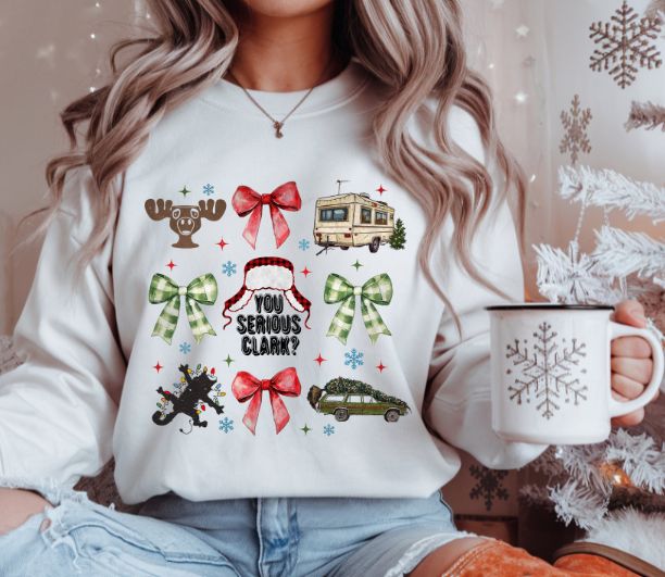 Griswold Christmas Coquette Sweatshirt – Holiday Lights, Camper, and Bows Aesthetic