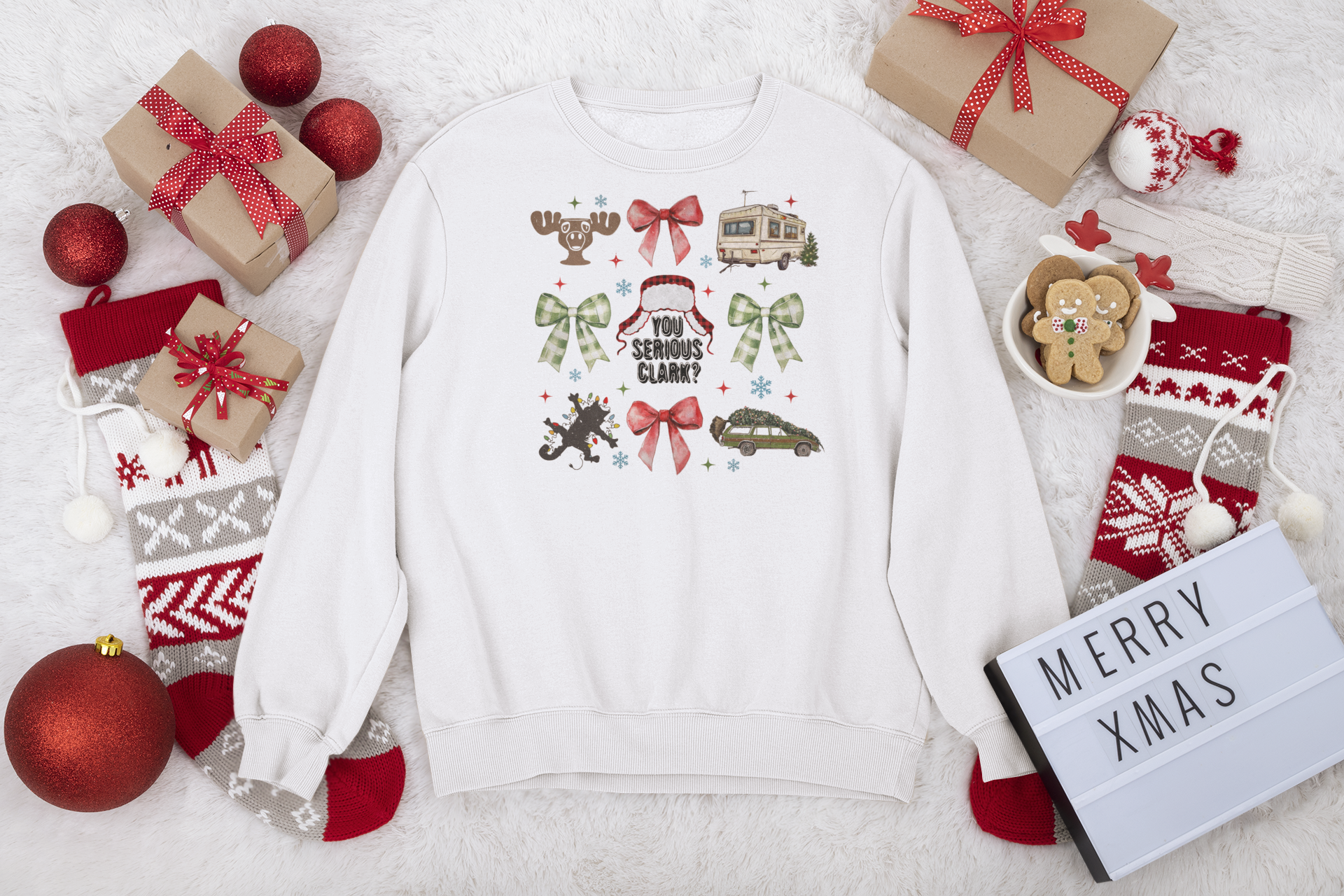 Griswold Christmas Coquette Sweatshirt – Holiday Lights, Camper, and Bows Aesthetic