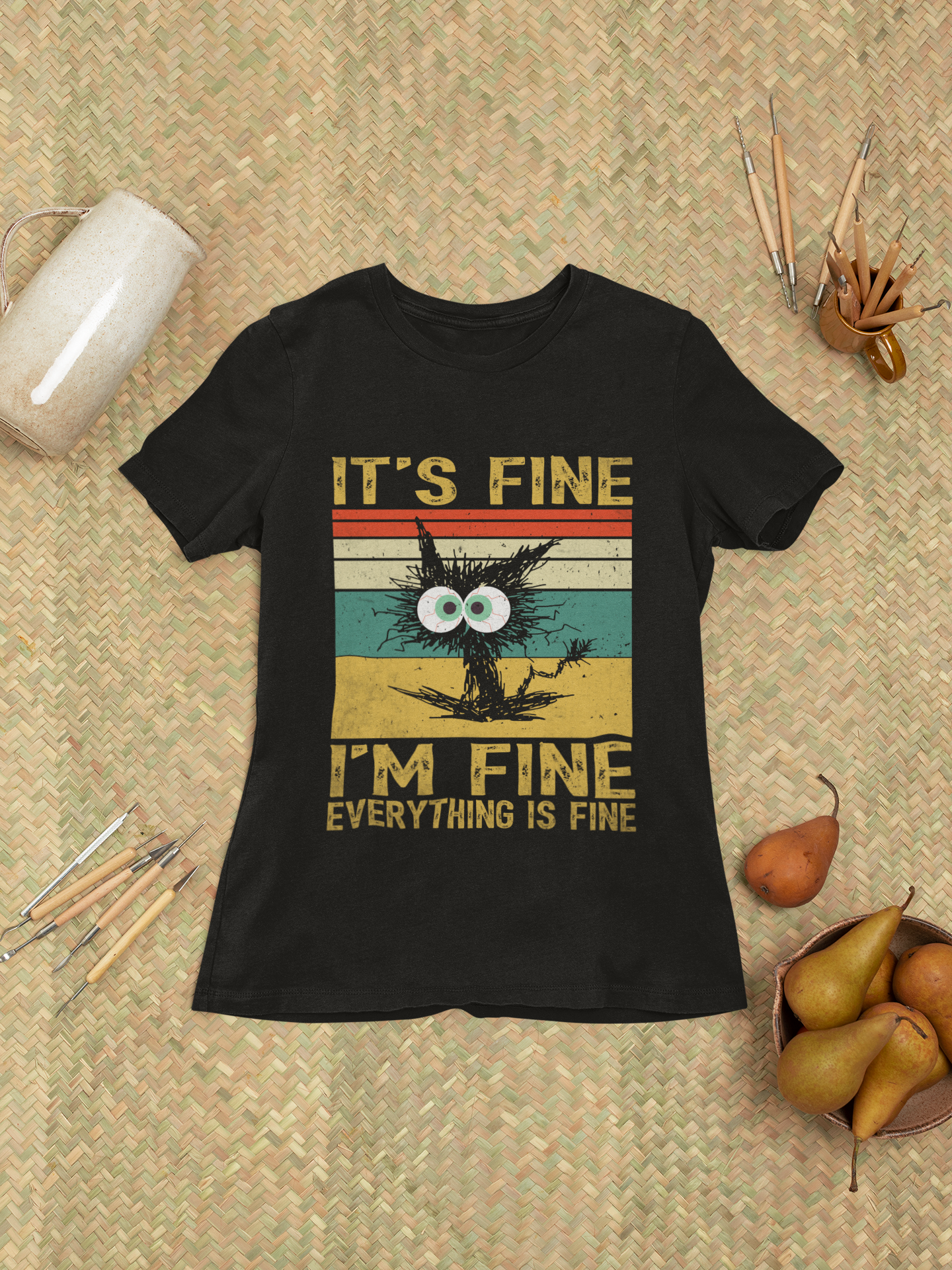 It's Fine I'm Fine Everything Is Fine Shirt – Funny Anxiety Tee, Mental Health Humor Gift, Sarcastic Retro Shirt for Women & Men