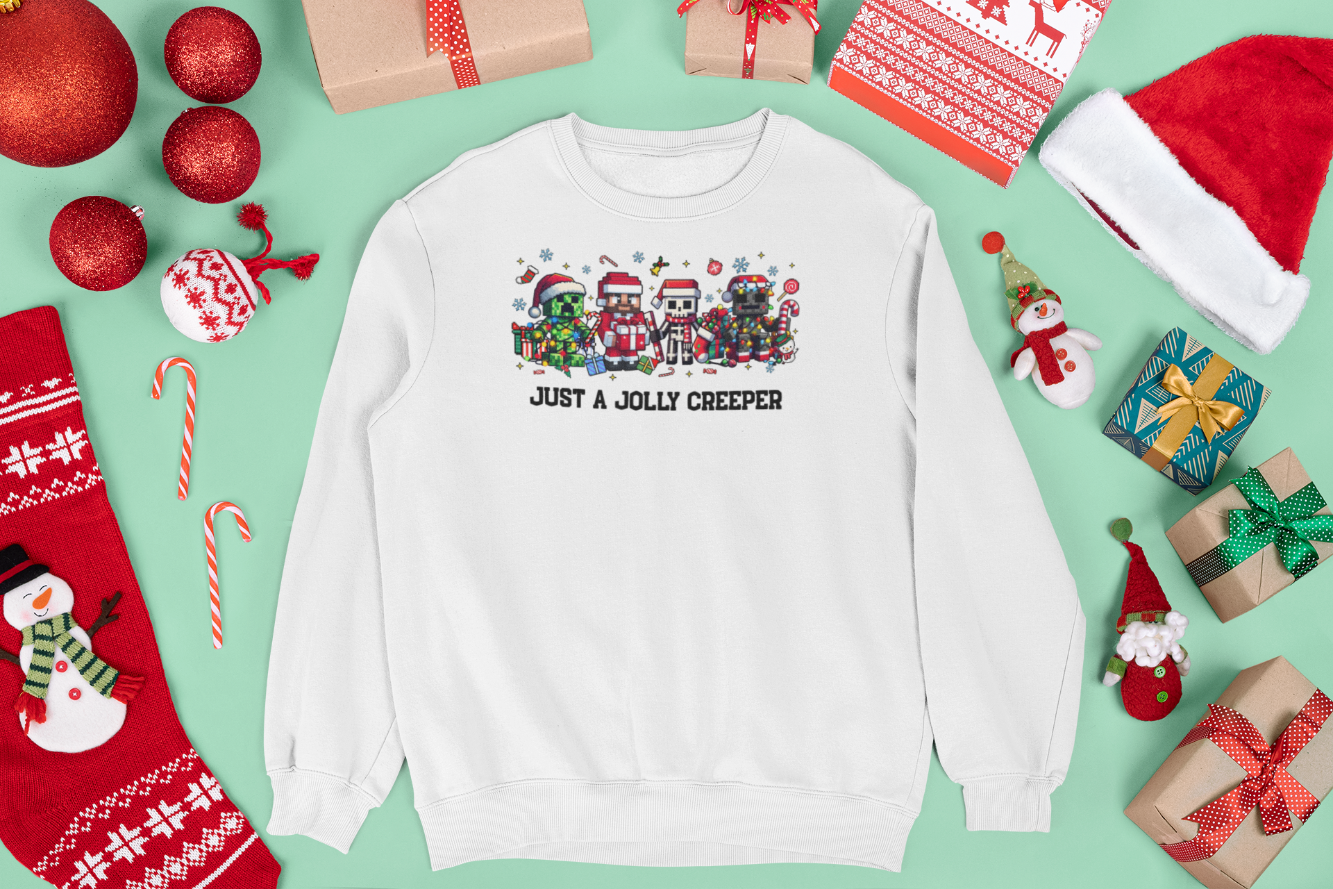 Just a Jolly Creeper | Funny Minecraft Christmas Kids Shirt