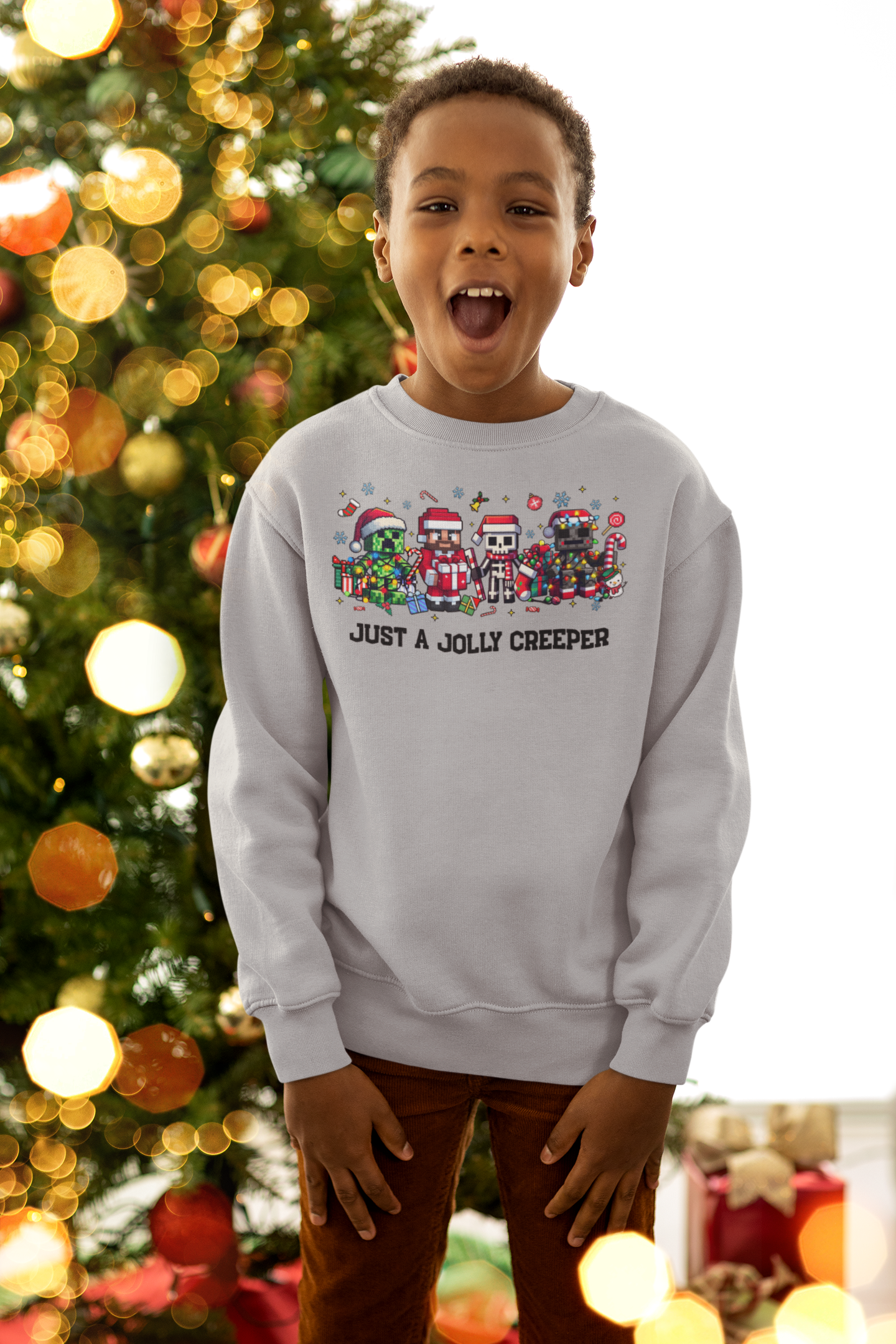 Just a Jolly Creeper | Funny Minecraft Christmas Kids Shirt