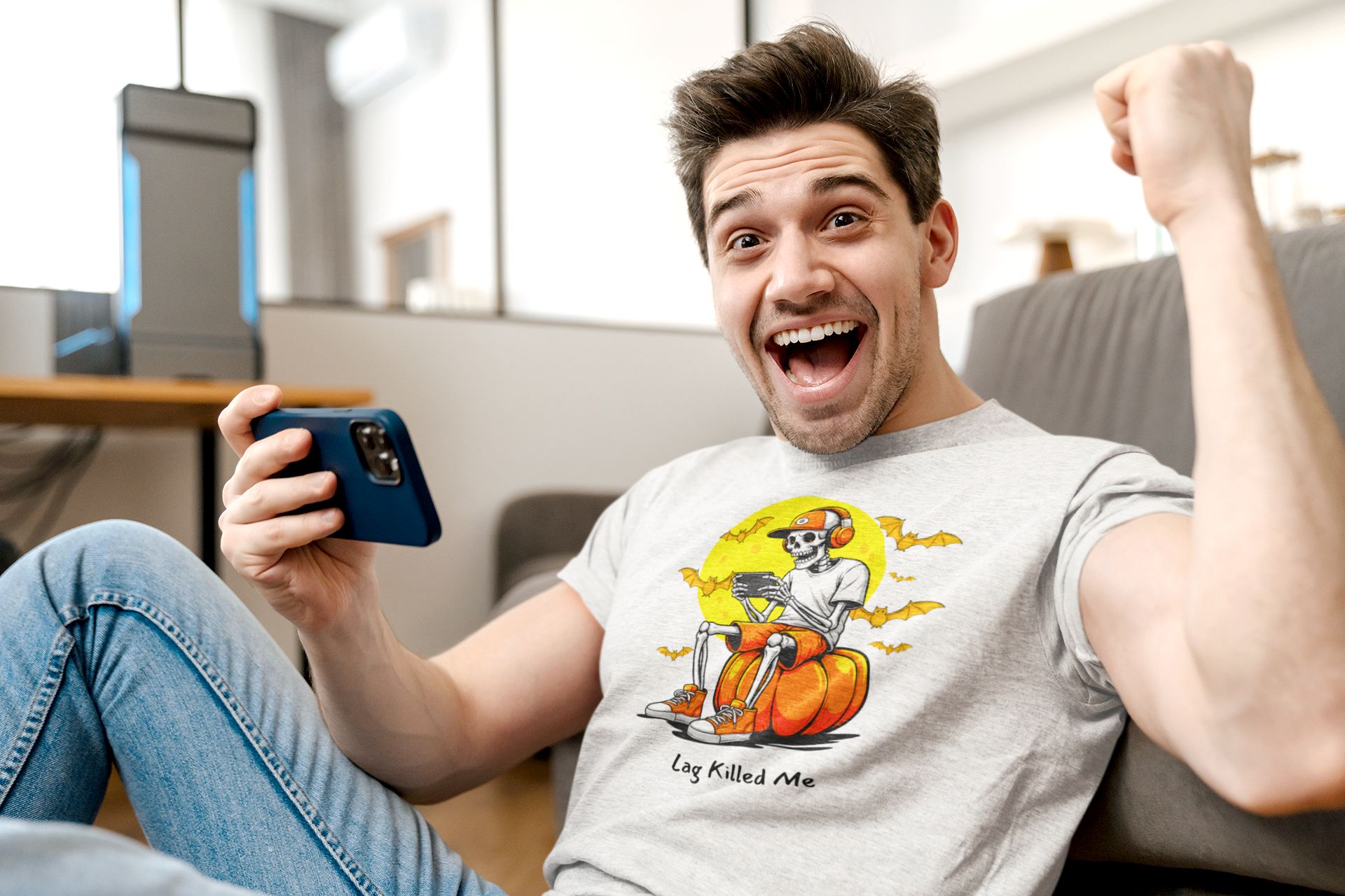 Lag Killed Me Gamer Skeleton Tee