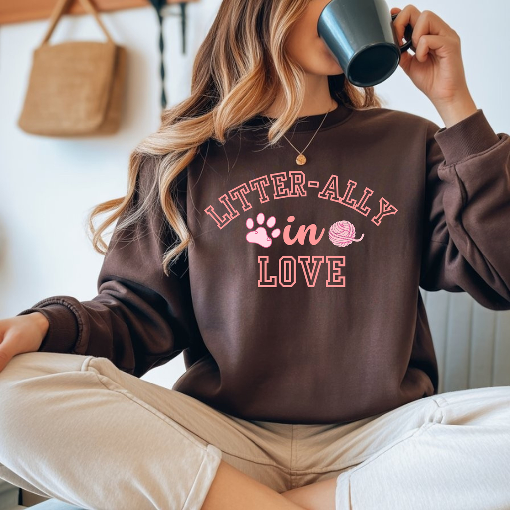 Litter-ally in Love Sweatshirt – Cute Cat Lover Crewneck