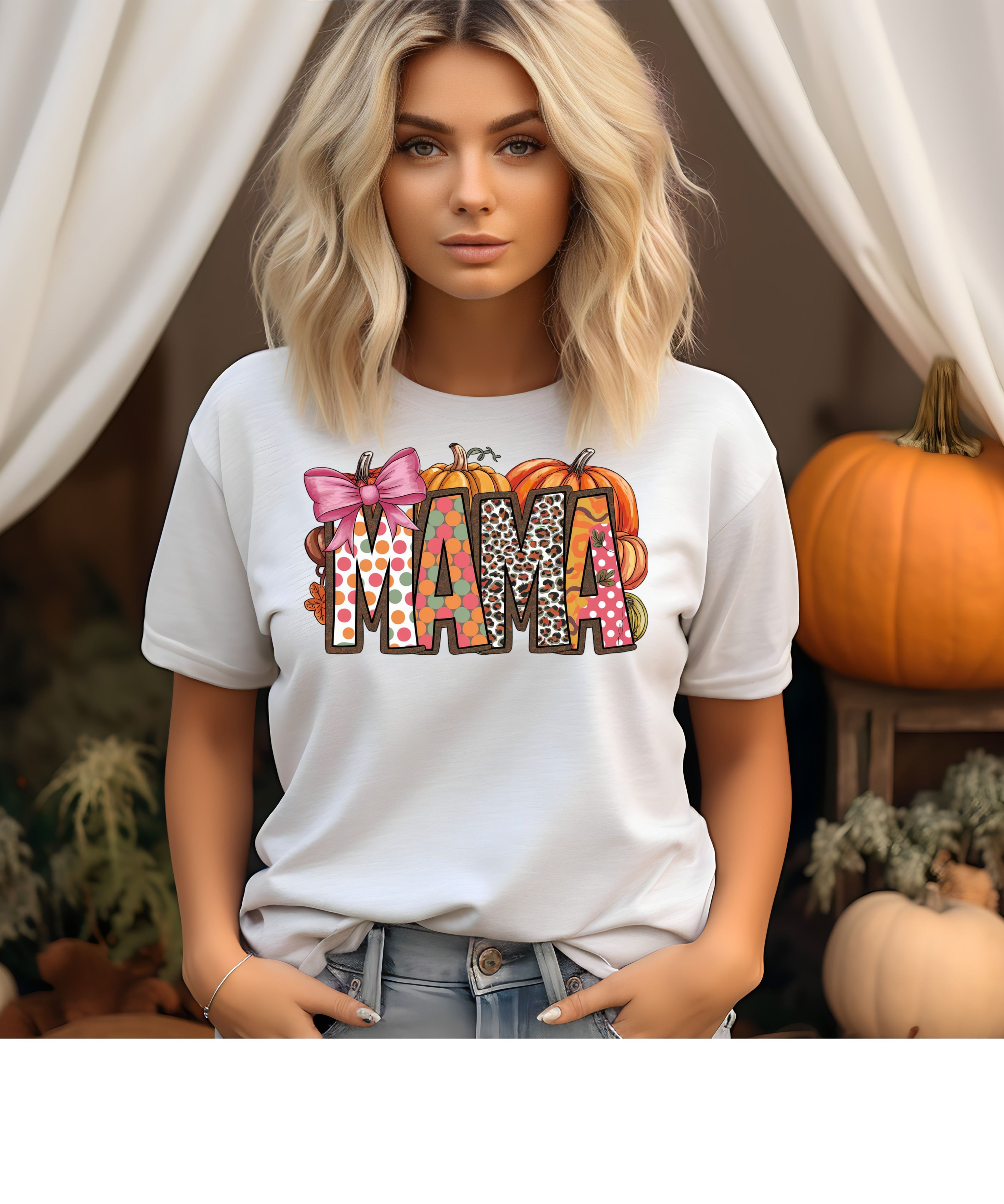 Mama Fall Shirt | Cute Pumpkin Graphic Tee for Moms | Autumn Casual T-Shirt