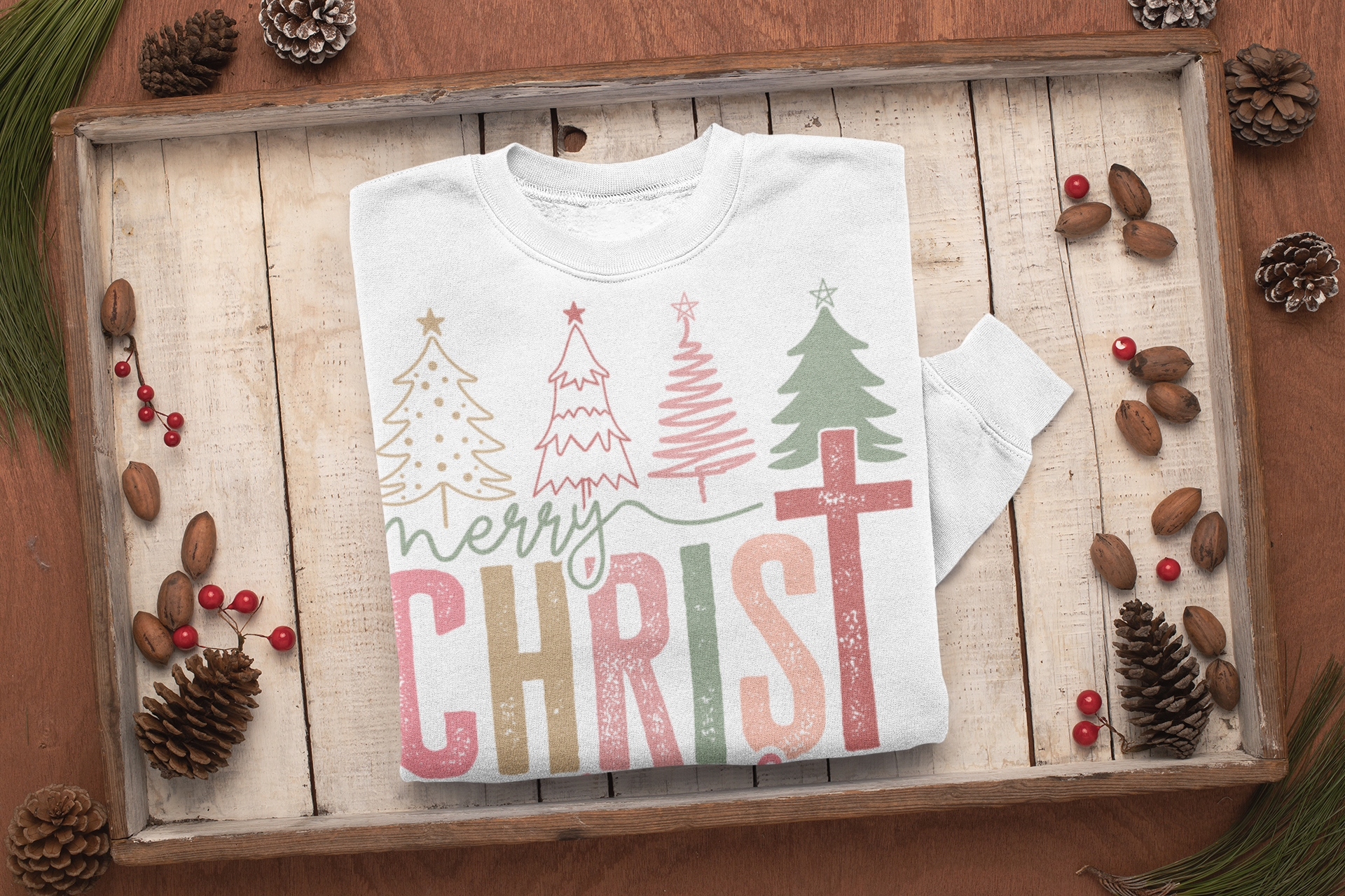 Merry CHRISTmas Sweatshirt – Christian Christmas Sweater for Women, Faith-Based Holiday Pullover