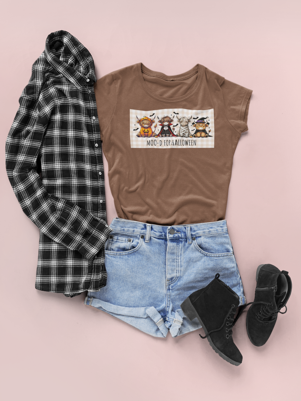 Moo-d for Halloween | Cute Highland Cow Graphic Tee