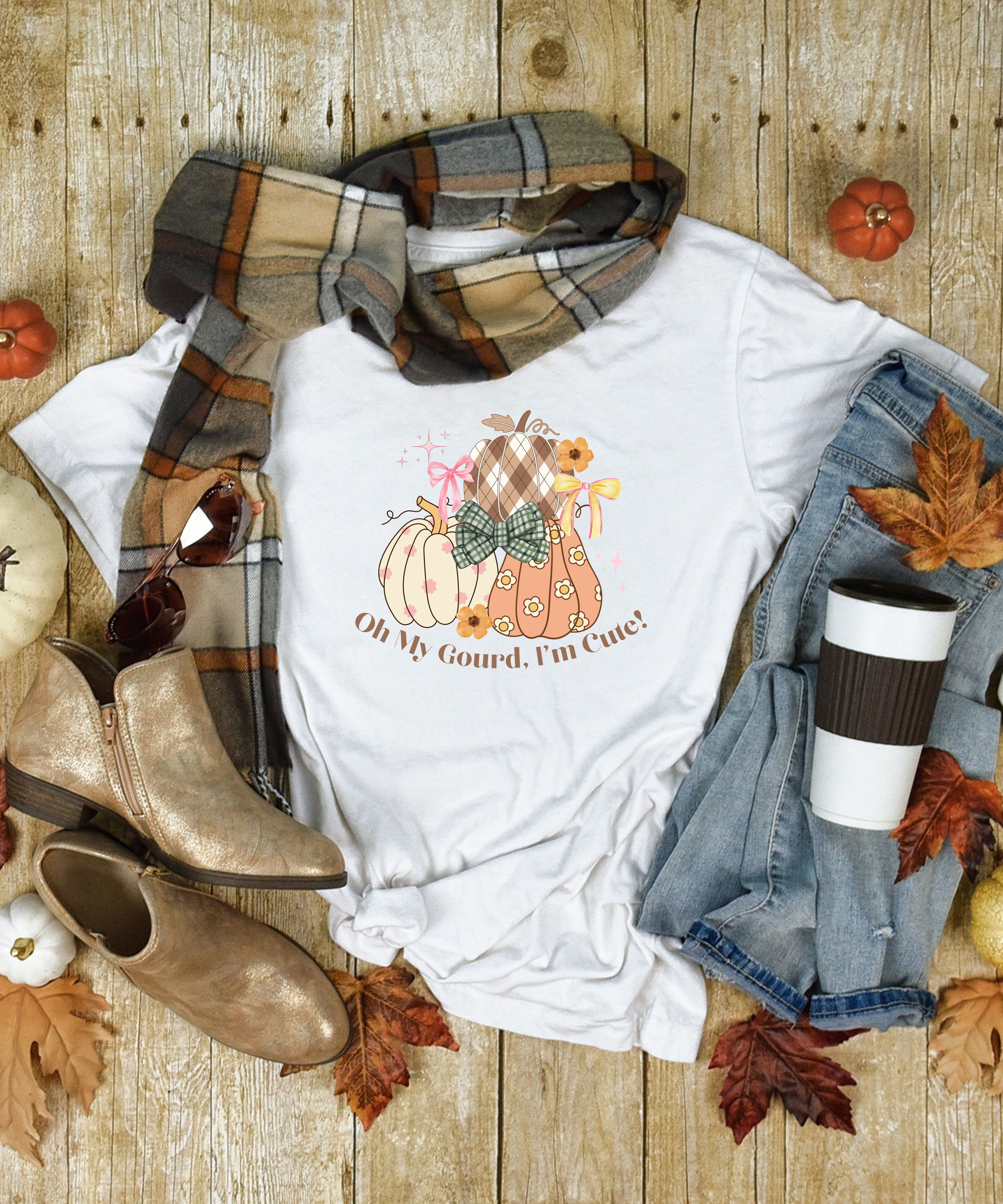 Oh My Gourd I’m Cute Fall Graphic Tee – Pumpkin Comfort Colors Shirt – Autumn Aesthetic Outfit – Thanksgiving Shirt for Women