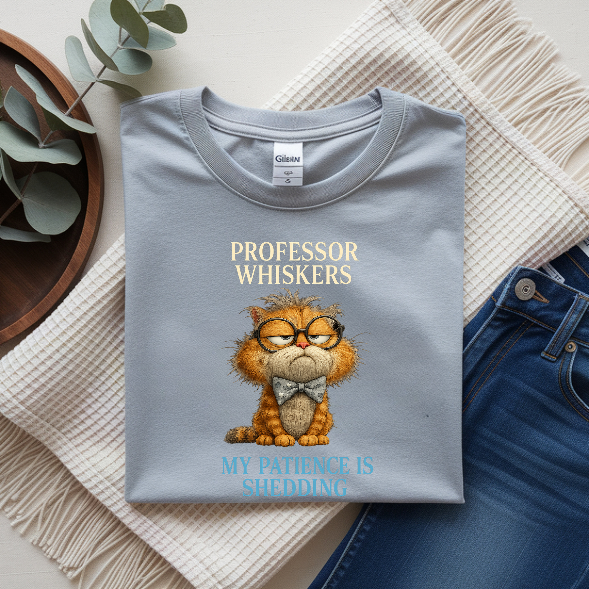 Professor Whiskers Cat Shirt – Comfort Colors Funny Cat Tee