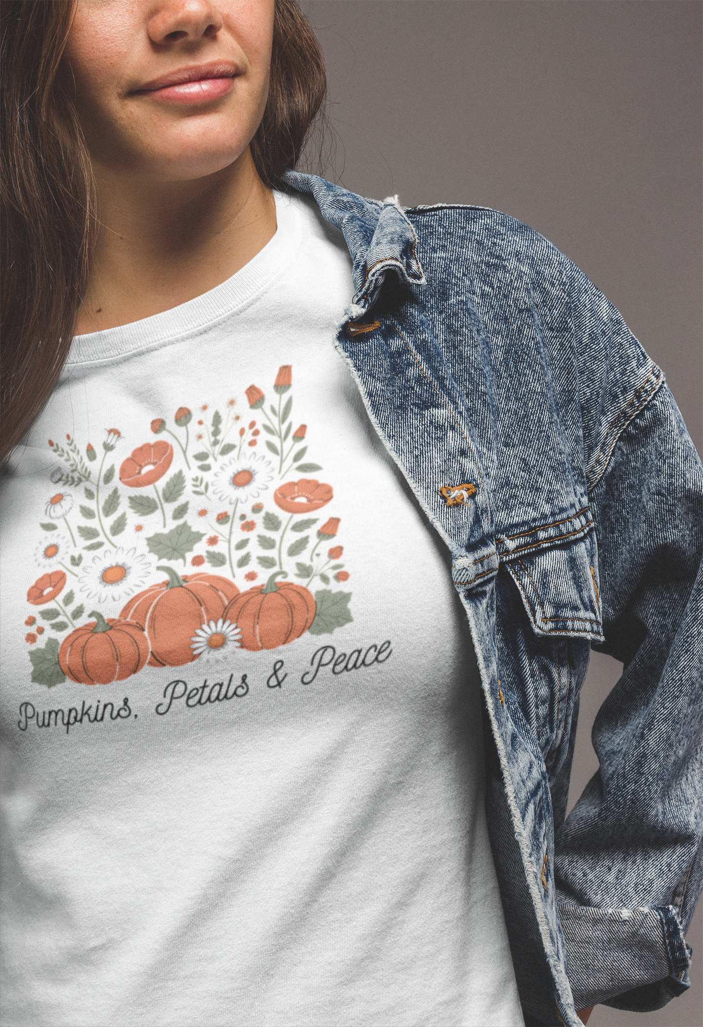 Pumpkins, Petals & Peace Shirt | Fall Floral Pumpkin Graphic Tee | Cute Thanksgiving Outfit