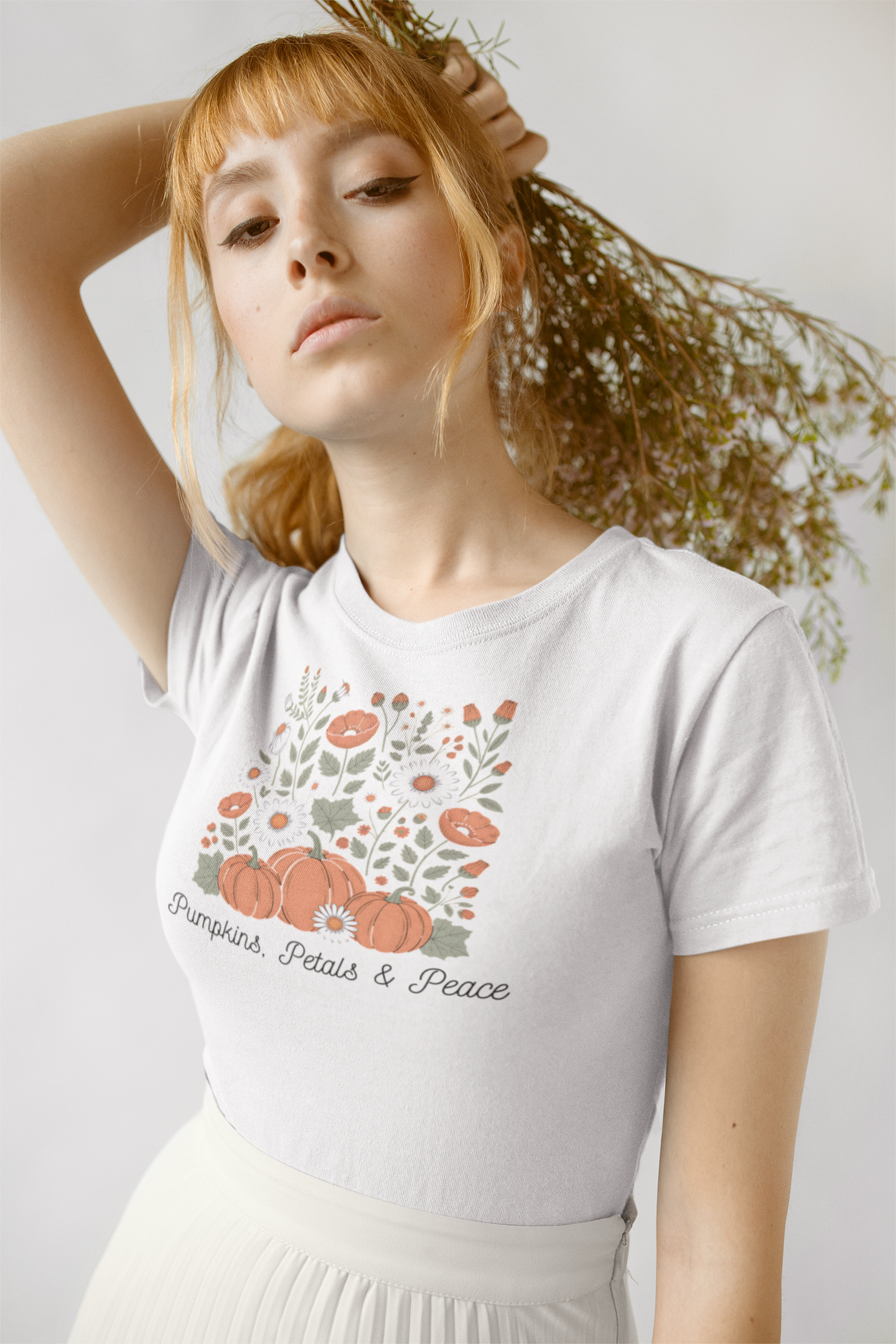 Pumpkins, Petals & Peace Shirt | Fall Floral Pumpkin Graphic Tee | Cute Thanksgiving Outfit