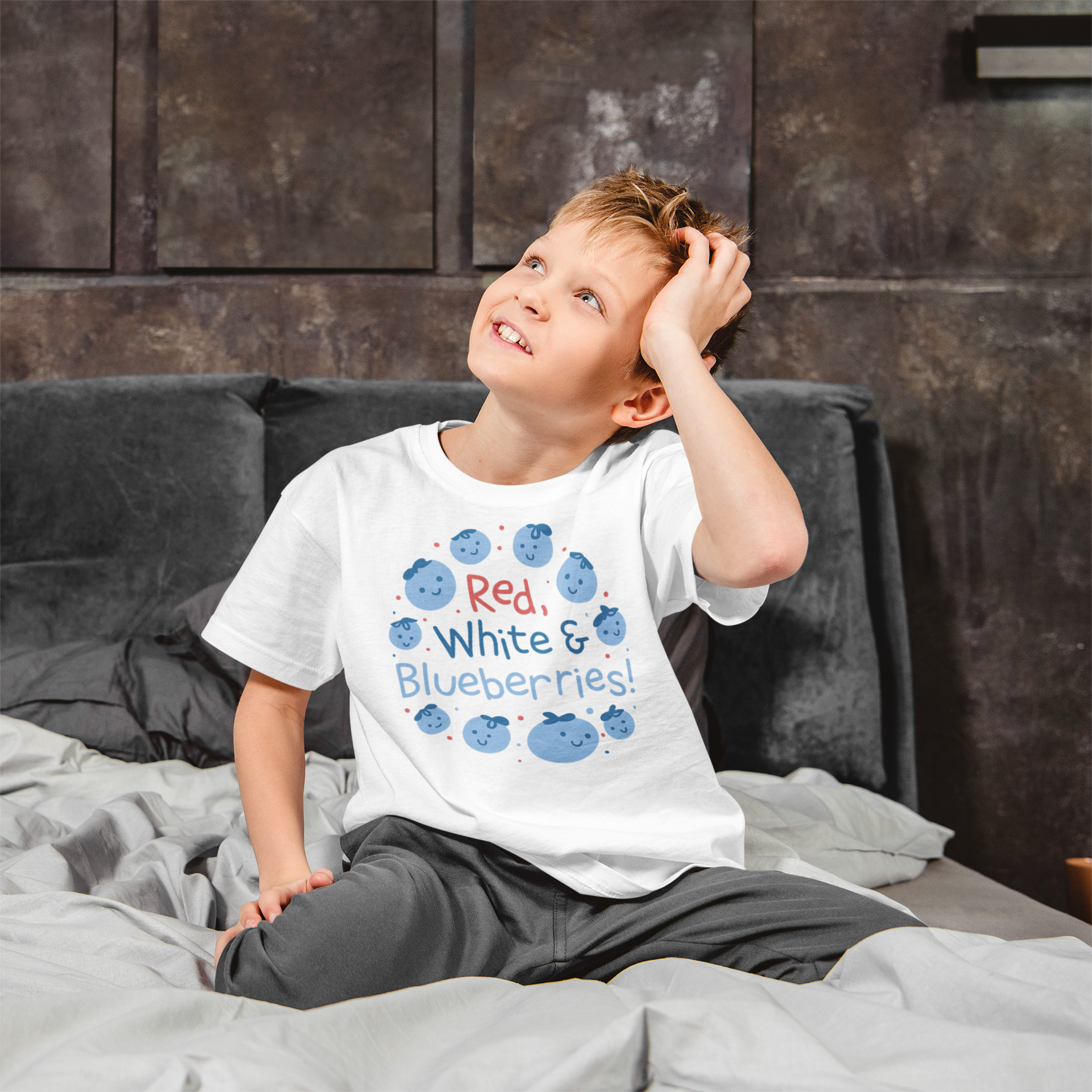 Kids “Red, White & Blueberries” Tee – Patriotic Blueberry Shirt – Limited Edition Memorial Design