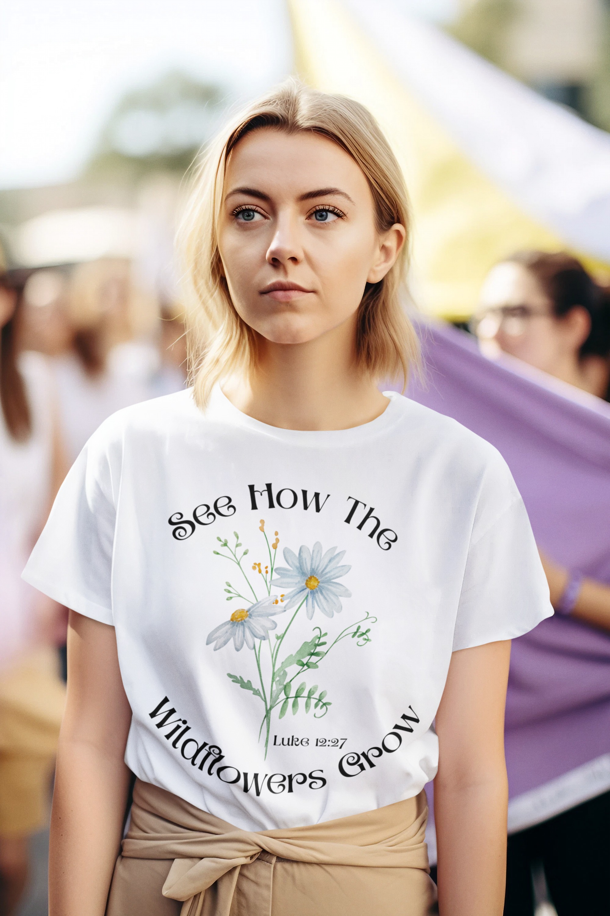 See How the Wildflowers Grow Shirt – Luke 12:27 Christian T-Shirt
