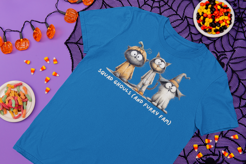 Squad Ghouls (and Furry Fam) Halloween Shirt | Funny Cat Squad Tee