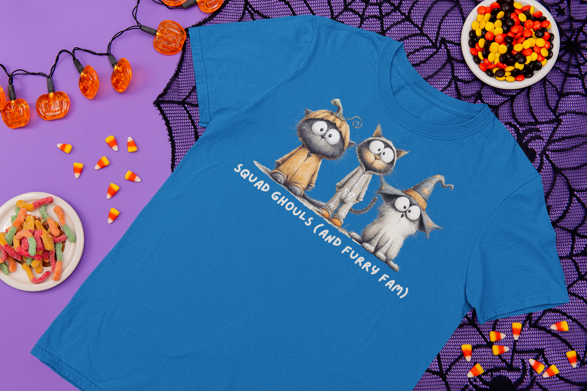 Squad Ghouls (and Furry Fam) Halloween Shirt | Funny Cat Squad Tee