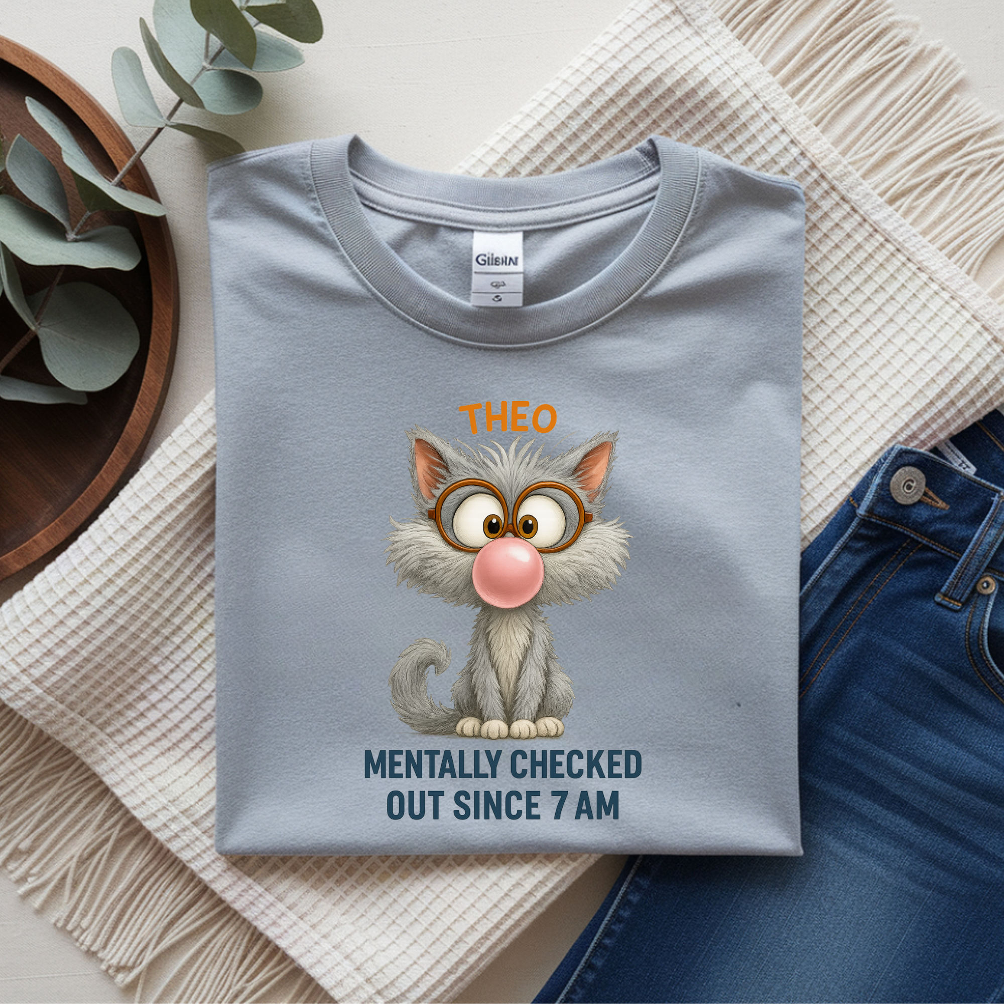 Mentally Checked Out Cat Shirt – Funny Personalized Name Tee