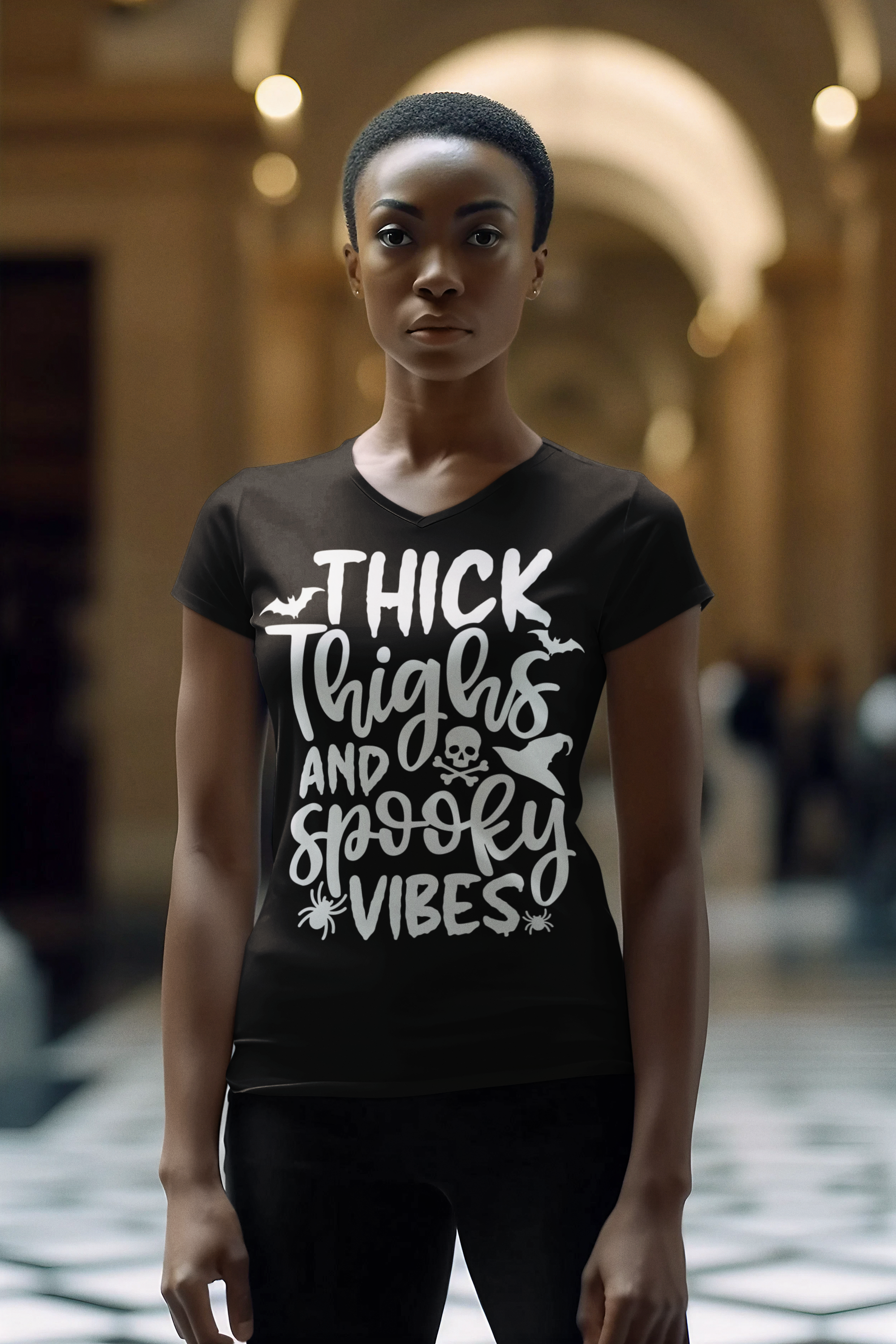 Thick Thighs & Spooky Vibes Shirt – Funny Halloween Tee