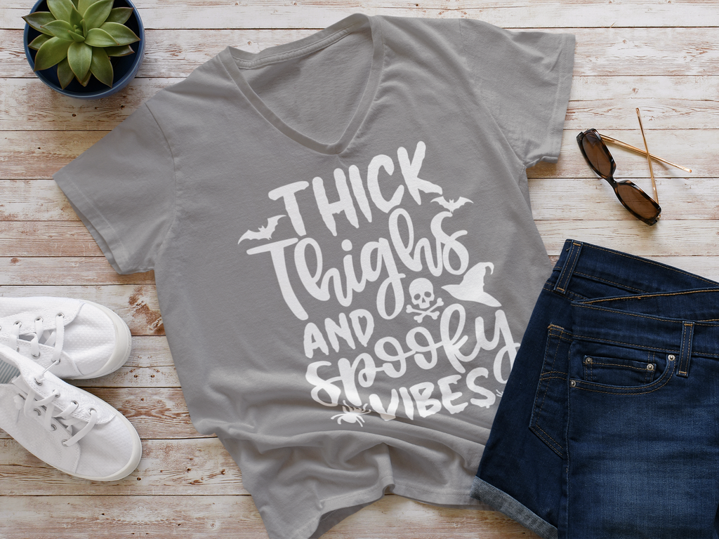 Thick Thighs & Spooky Vibes Shirt – Funny Halloween Tee